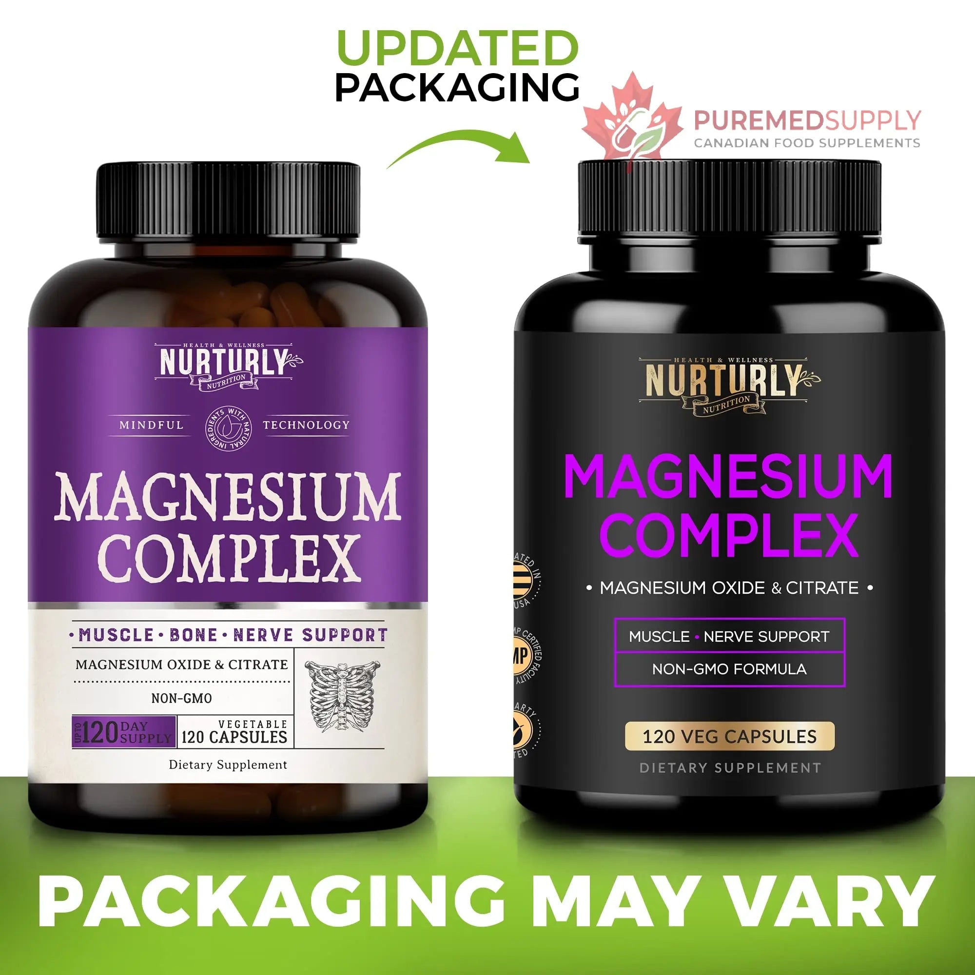 Magnesium Citrate & Oxide 500mg Complex Supplement - High Absorption Maximum Strength - Helps Support Bone Density and Strength, Muscles, Energy and Sleep - 120 Vegan Capsules NURTURLY buy supplements canada