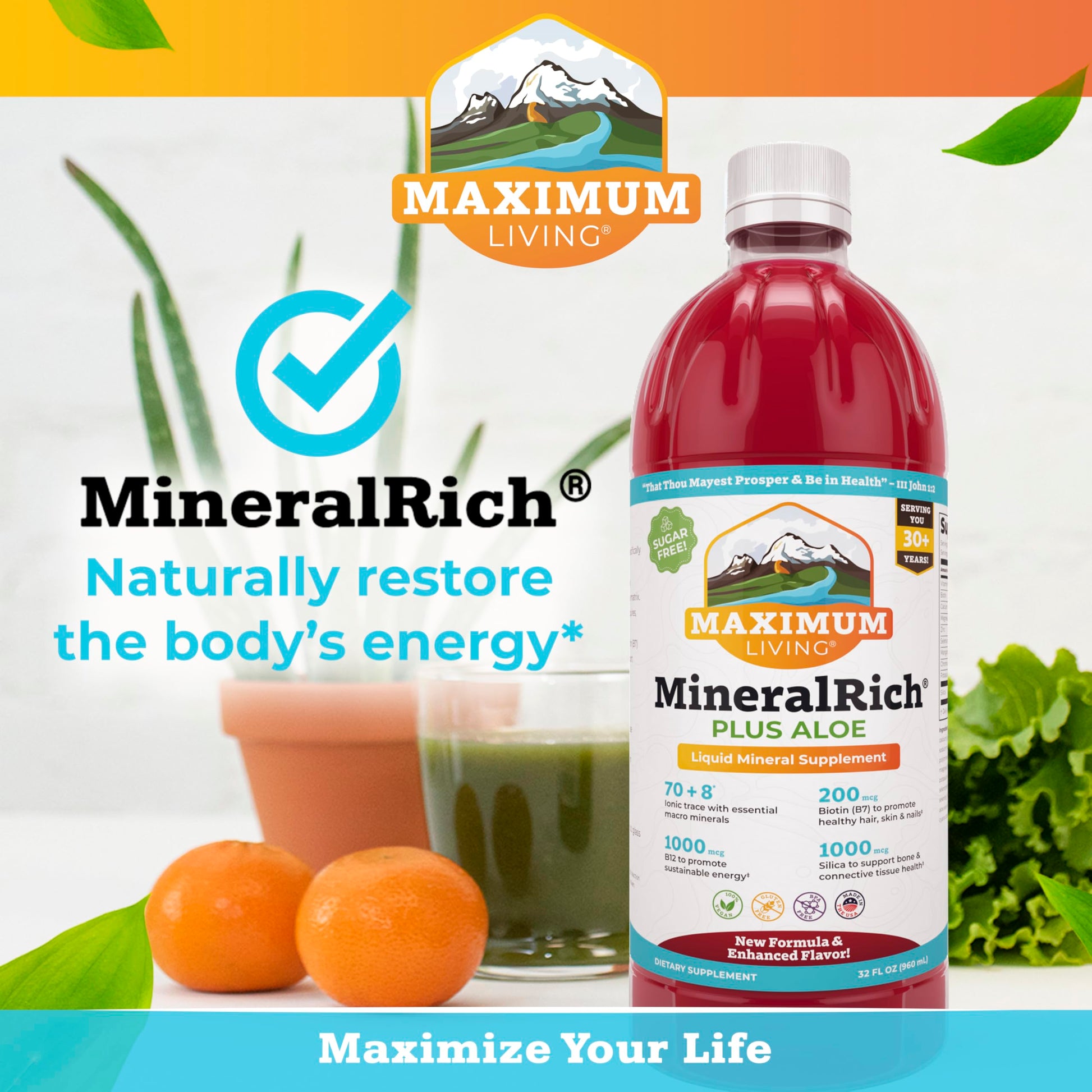 Maximum Living MineralRich Minerals Supplement with Aloe - Liquid Blend of Vitamins and Trace Minerals - 32 oz Maximum Living buy supplements canada