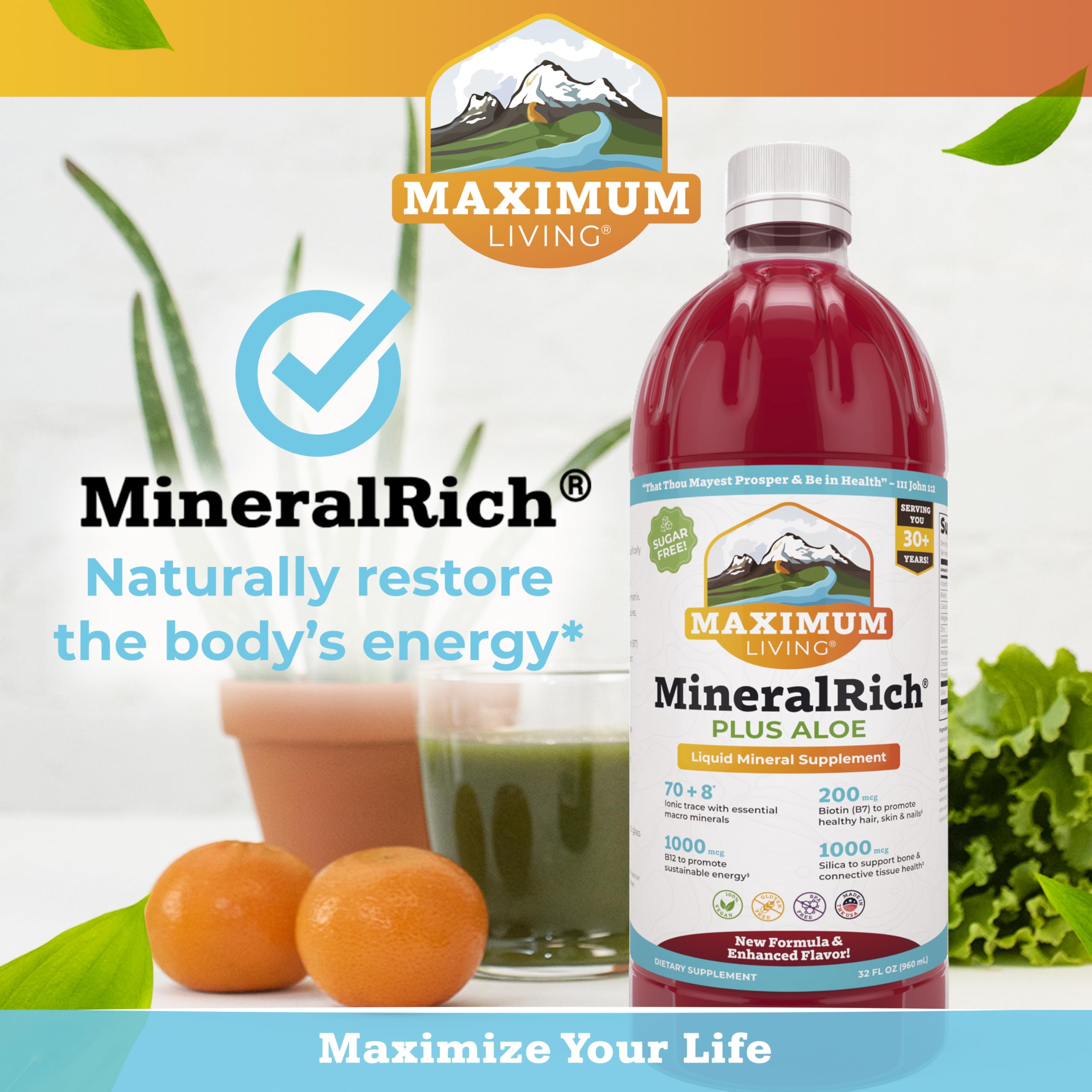 Maximum Living MineralRich Minerals Supplement with Aloe - Liquid Blend of Vitamins and Trace Minerals - 32 oz Maximum Living buy supplements canada