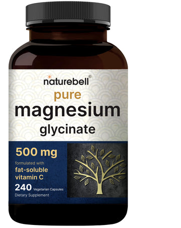Naturebell Pure Magnesium Glycinate 500mg, 240 Veggie Capsules | 100% Chelated & Purified – 3rd Party Tested, Vegan Friendly, Non-GMO, Filler Free NatureBell buy supplements canada