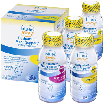 Blues Away Postpartum Mood Support Drink - Breastfeeding Friendly Postnatal Hormone Balance for Women - 3-Day Liquid Dietary Stress Support Shake [4 Bottles] Blues Away buy supplements canada