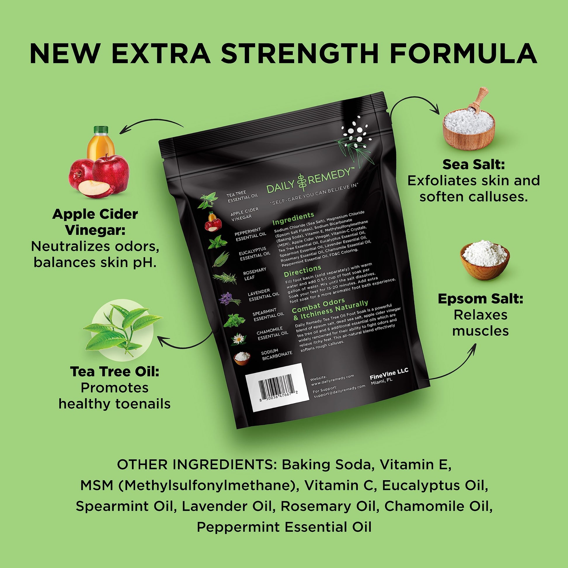 EXTRA STRENGTH Tea Tree Oil Foot Soak with Epsom Salt - Made in USA - for Toenails DAILY REMEDY buy supplements canada