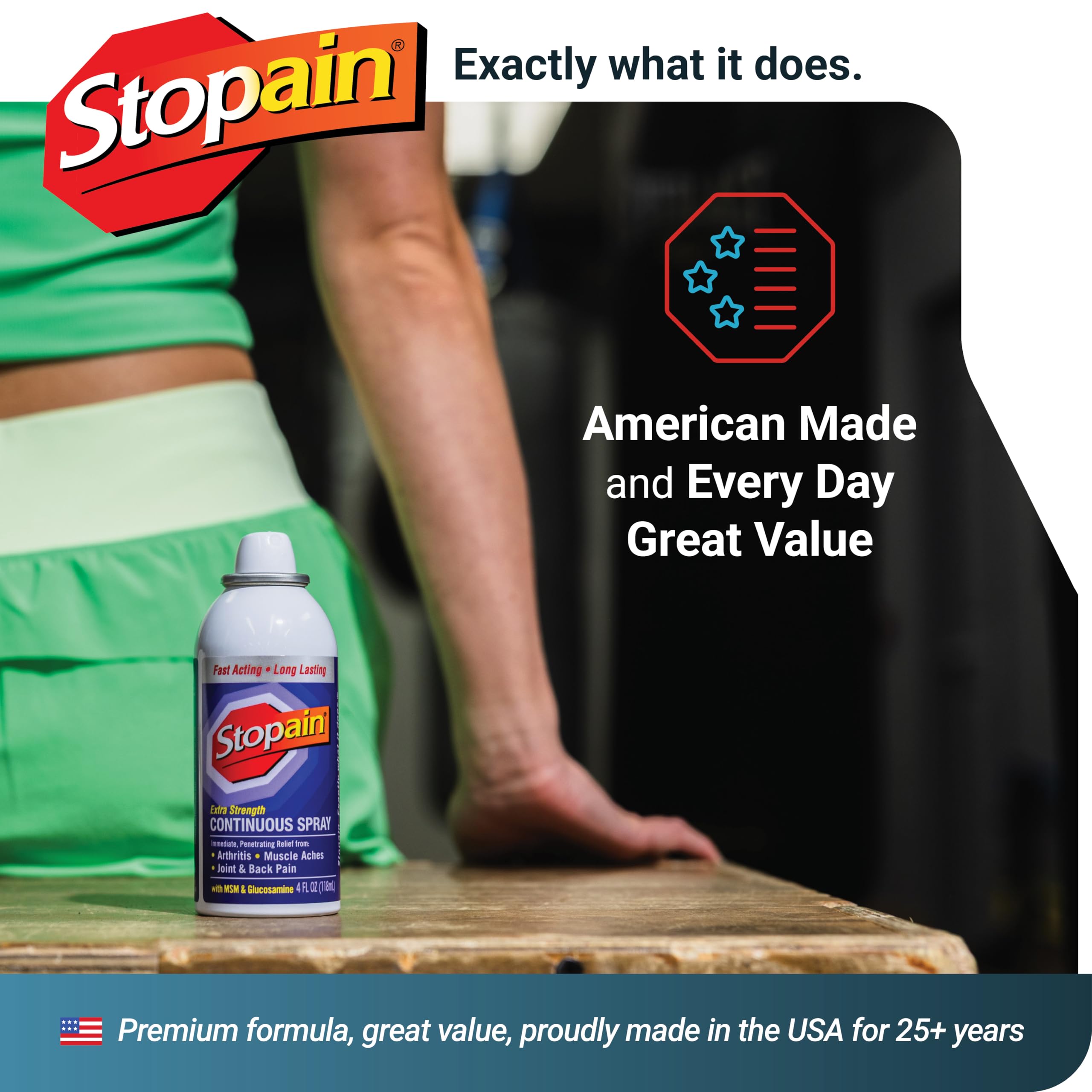 Stopain Pain Relief Spray 4oz (2 Pack) USA Made, Max Strength Fast Acting with MSM, Glucosamine, Menthol for Arthritis, Lower Back, Neck, HSA FSA Approved Topical Analgesic Products Stopain buy supplements canada