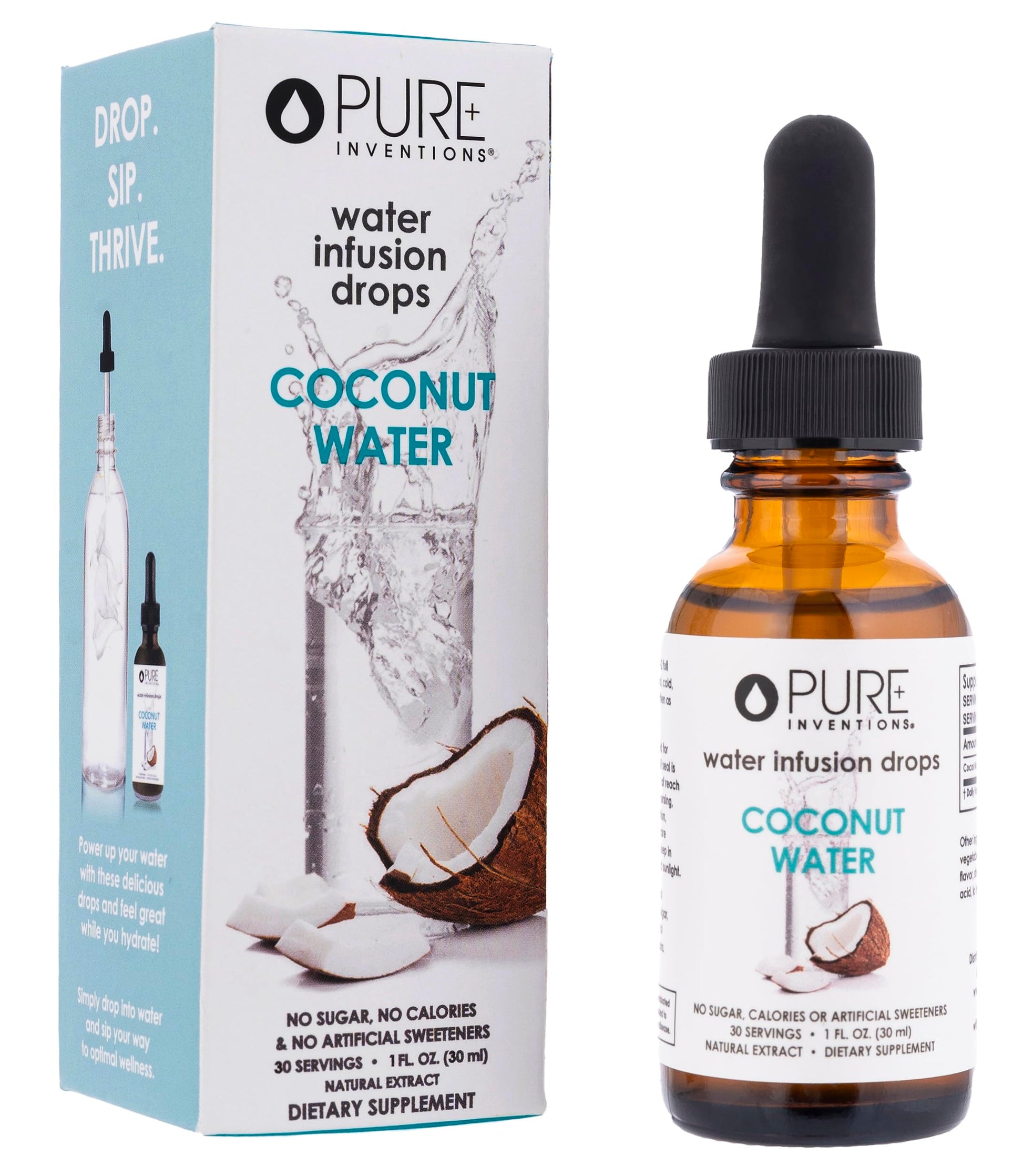 Pure Inventions - Coconut Water Infusion Drops – Electrolytes - Sugar-Free Hydration, Zero Calories, No Artificial Sweeteners, Clean Ingredients, 30 Servings Pure Inventions buy supplements canada