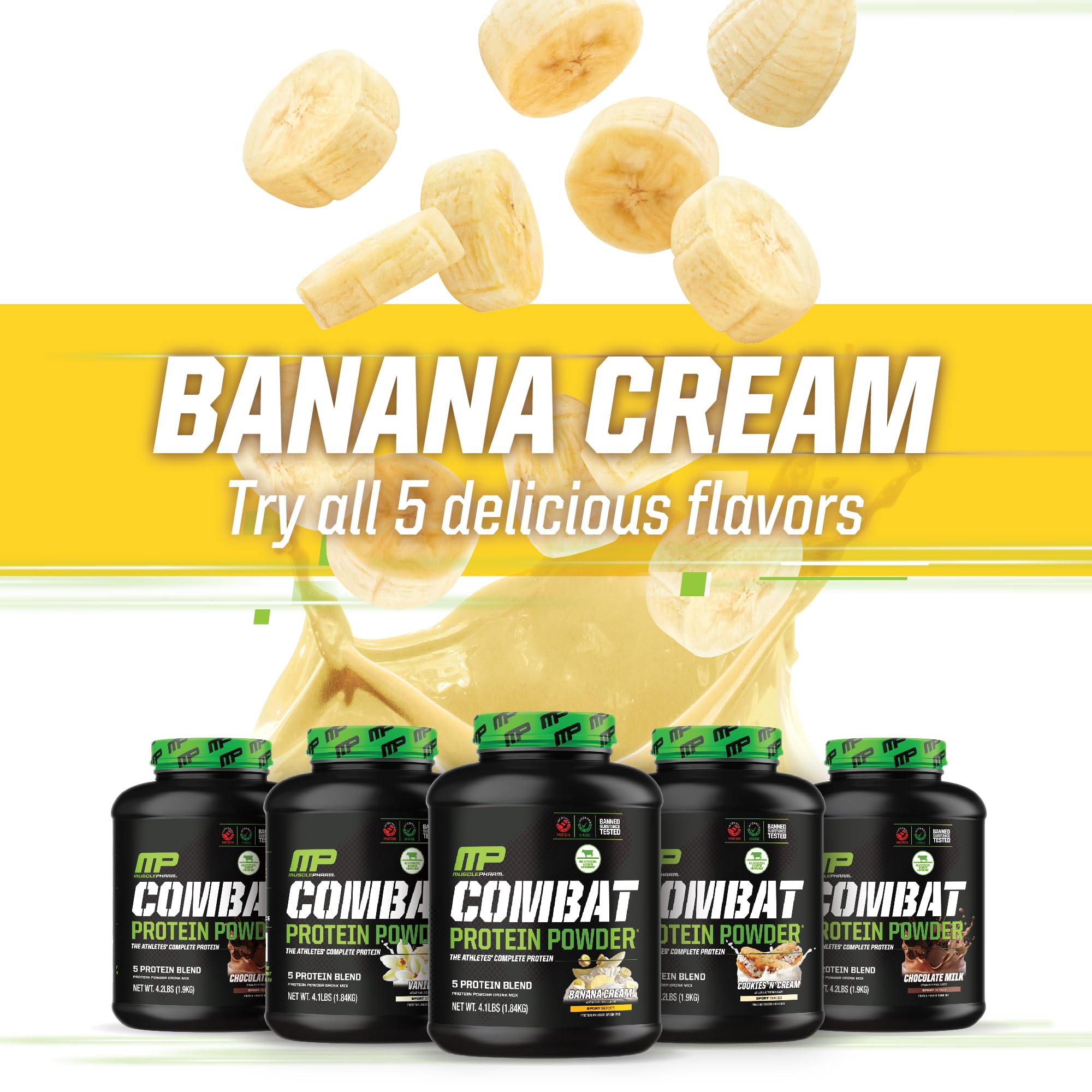 MusclePharm Combat Protein Powder, Banana Cream - 4 lb - Gluten Free - 52 Servings Muscle Pharm buy supplements canada