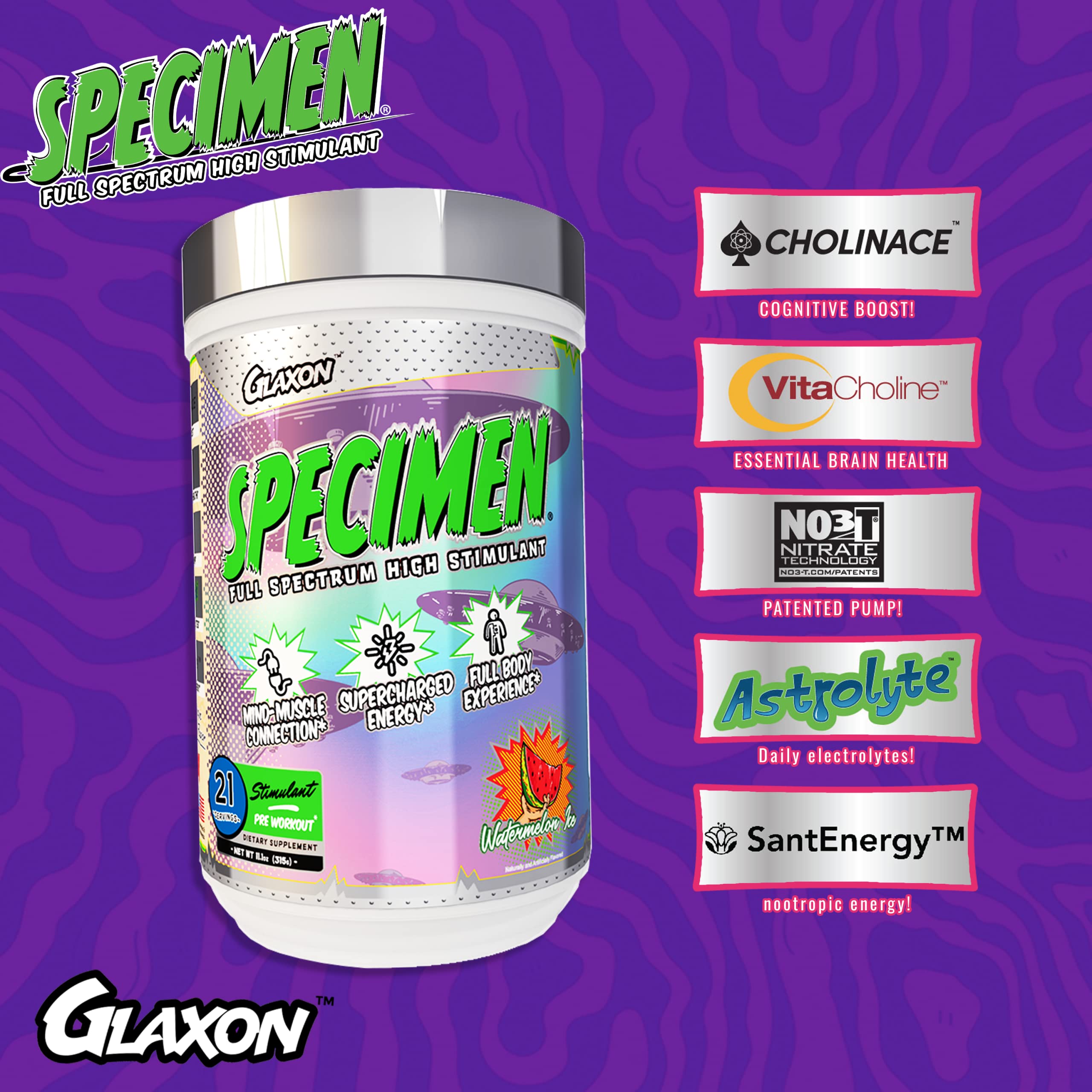 Glaxon Specimen High Stimulant Pre Workout Powder, Preworkout with 300mg Caffeine Glaxon buy supplements canada
