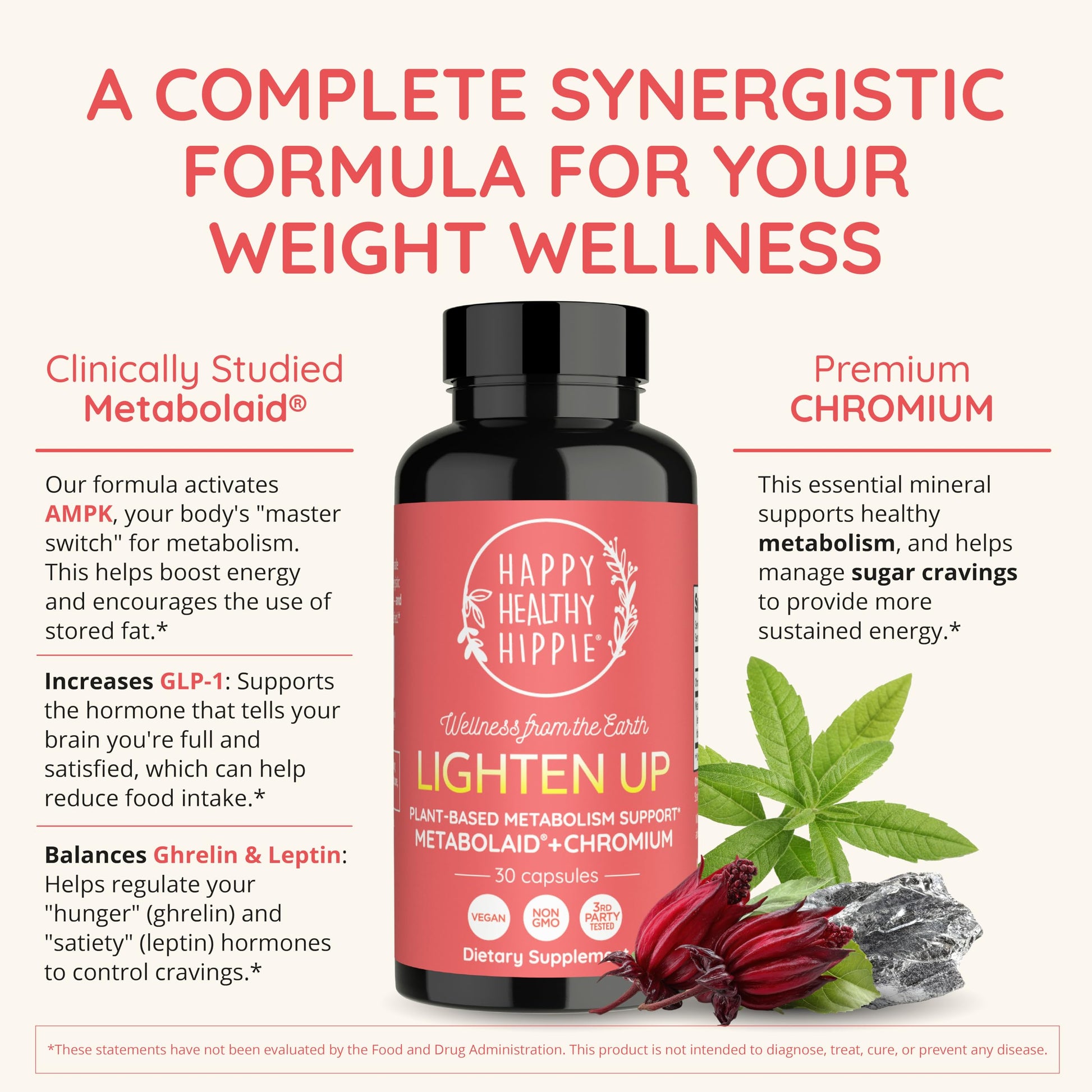 Happy Healthy Hippie GLP-1 Supplement (Metabolaid™ + Chromium) + Appetite Suppressant for Women | Metabolism Booster (AMPK) for Weight | Belly Fat Burner | Hunger & Cravings Control - 30 Vegan Caps Happy Healthy Hippie buy supplements canada