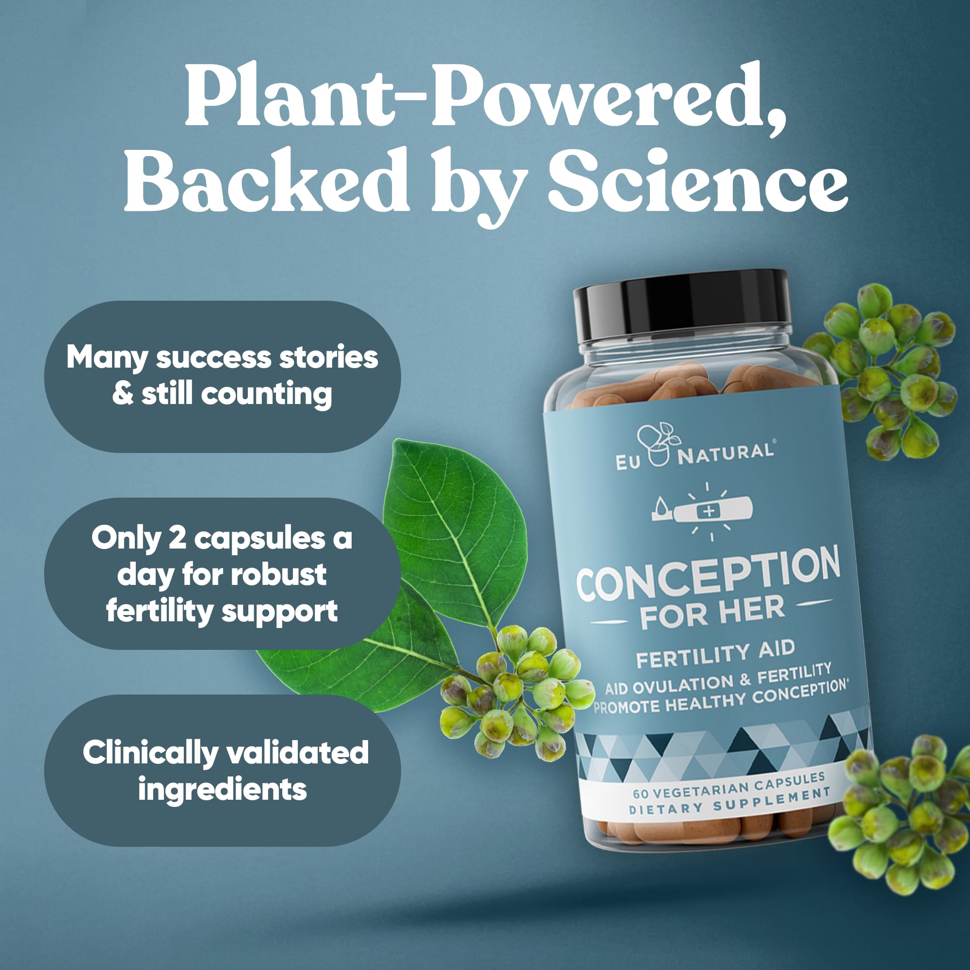 Eu Natural Conception for Her Fertility Supplements for Women - Ovulation, Hormonal Balance & Regular Cycle Support - Myo-Inositol, Folate, Folic Acid & Vitex - 60 Vegetarian Capsules Eu Natural buy supplements canada