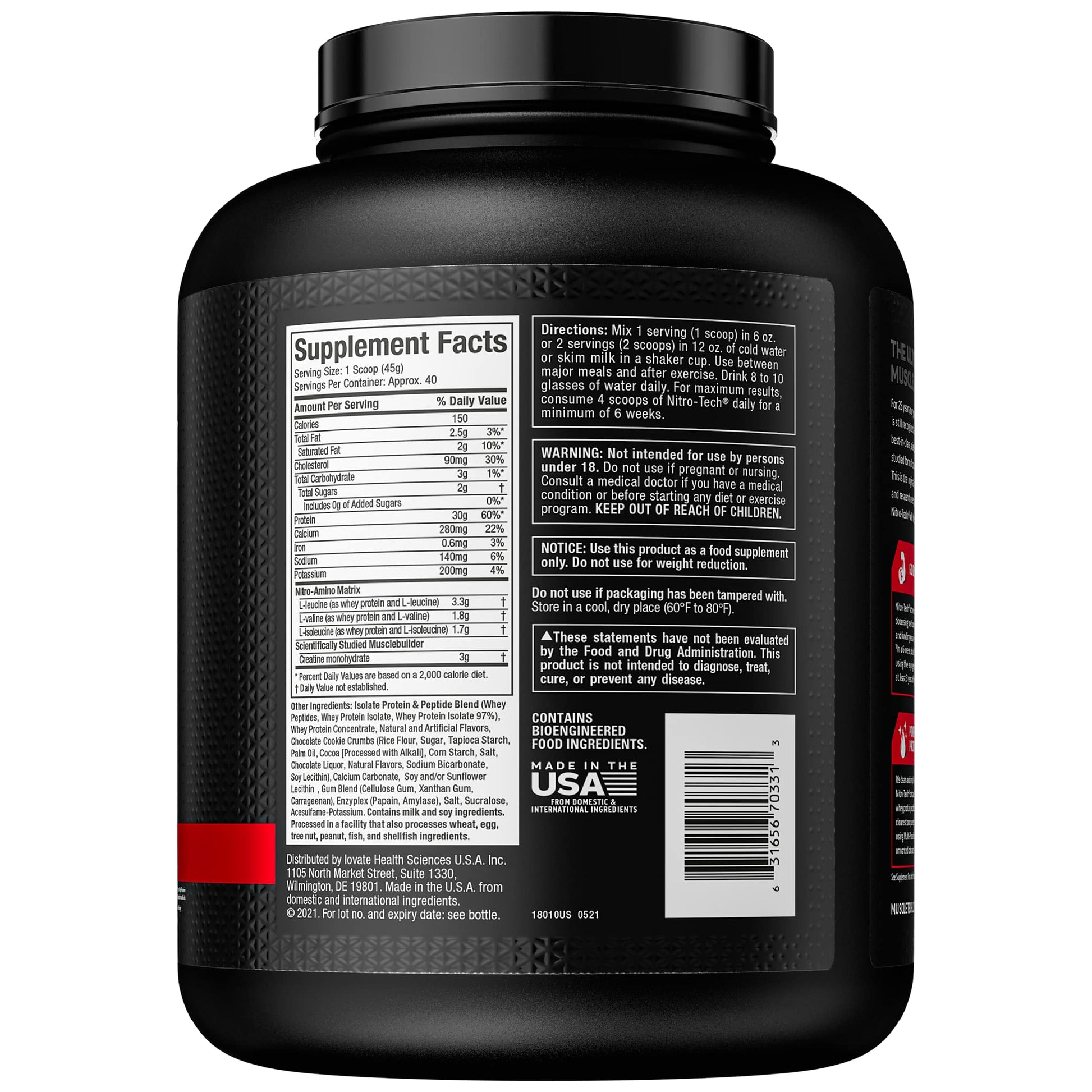 Whey Protein Powder MuscleTech Nitro-Tech Whey Protein Isolate & Peptides Protein Muscletech buy supplements canada