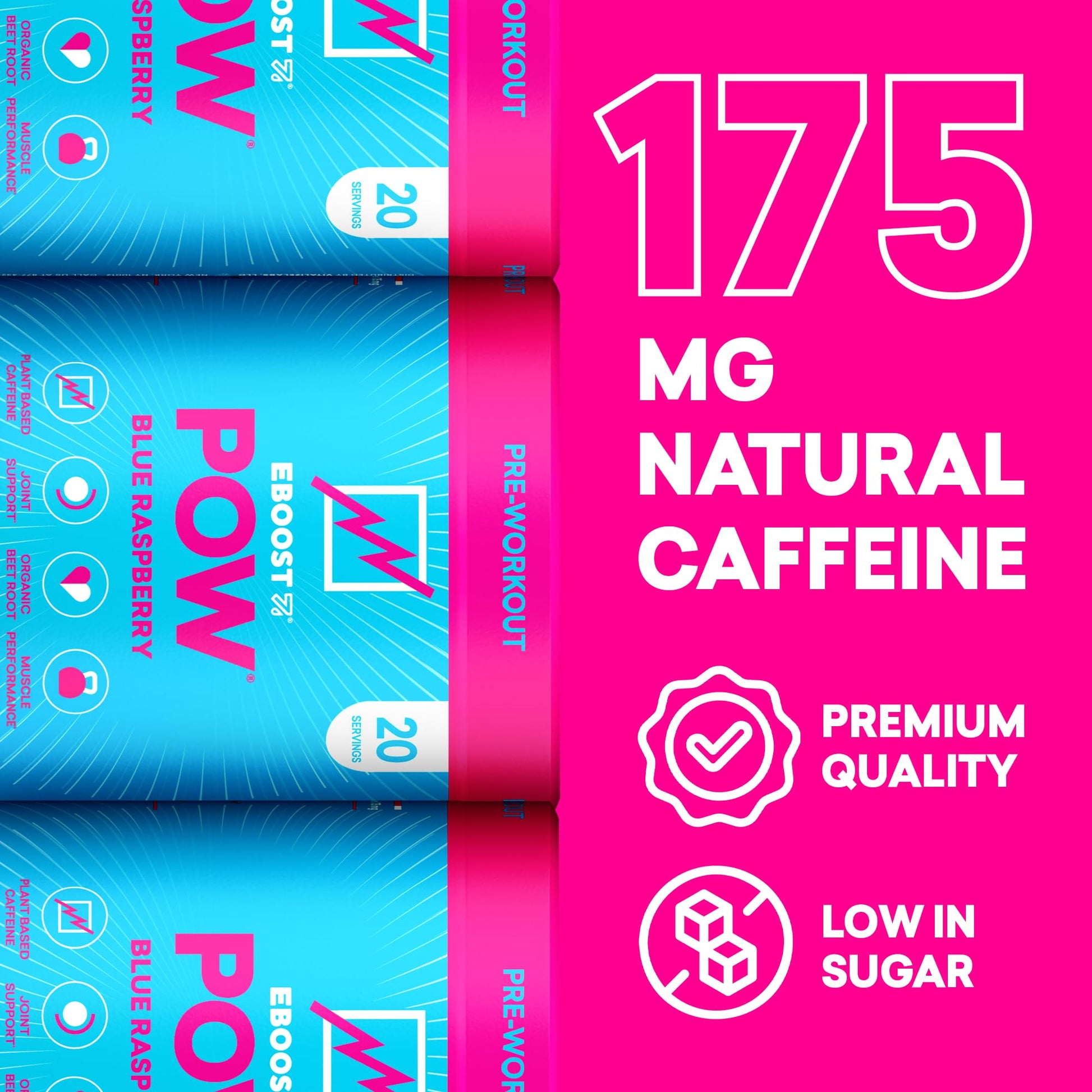 EBOOST POW Natural Pre Workout Powder – 20 Servings - Blue Raspberry - A PreWorkout Supplement for Performance, Joint Mobility Support, Energy - Men and Women EBOOST buy supplements canada