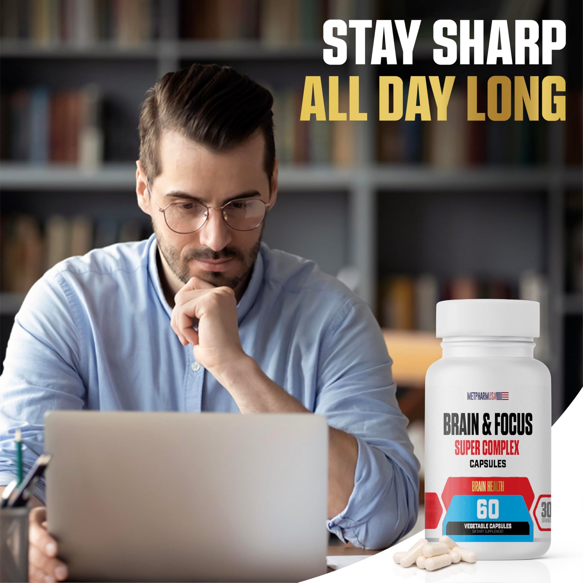 MetpharmUSA Brain & Focus Nootropic Super Complex Supplement for Brain Support and Performance, Improved Focus Memory and Mental Performance MetpharmUSA buy supplements canada