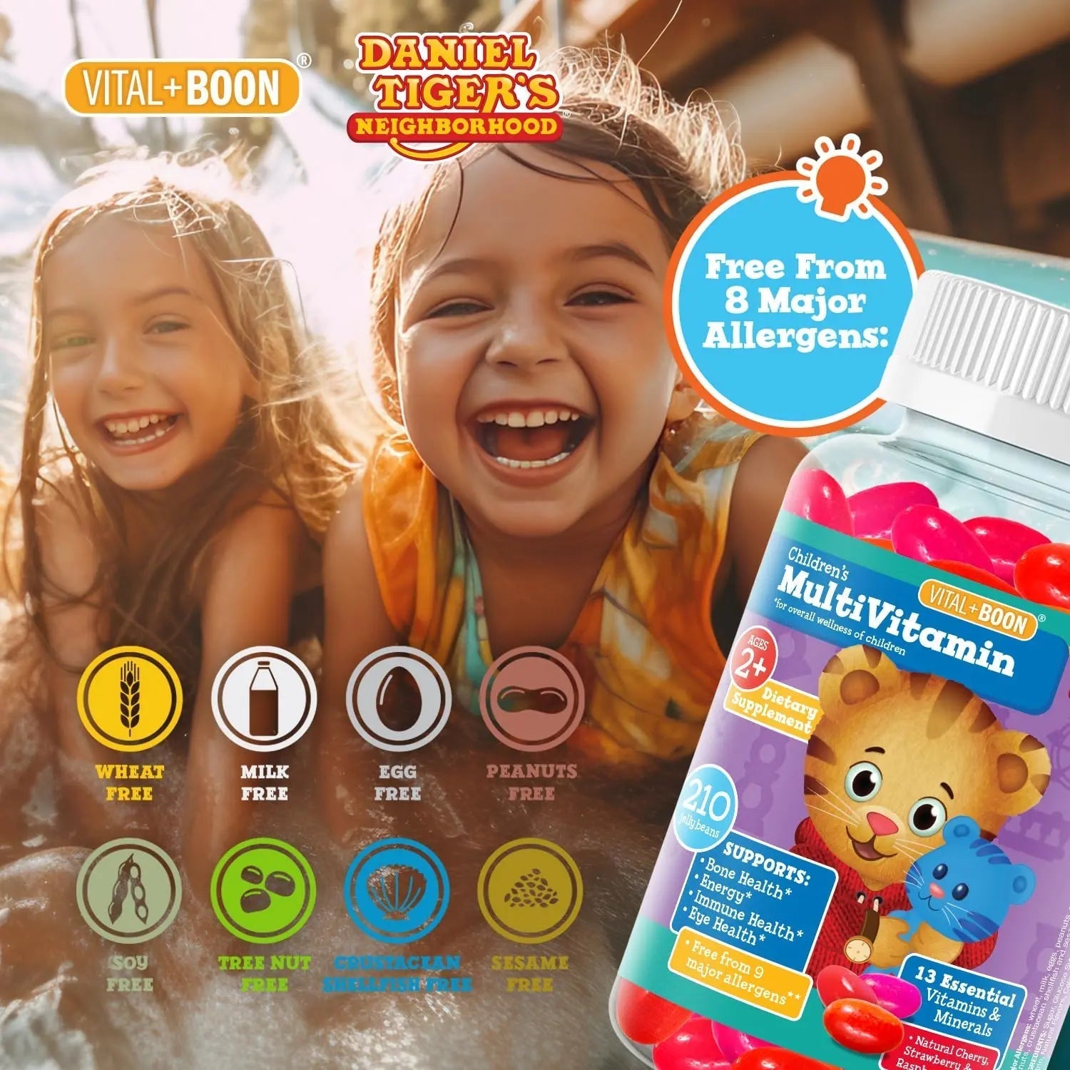 Daniel Tiger - Kids Multivitamin Jellybeans (210 Jellybean Bottle) Toddler 2+ & Kids Vitamins - 13 Essential Vitamins & Minerals to Support Bone Health Vital+Boon buy supplements canada