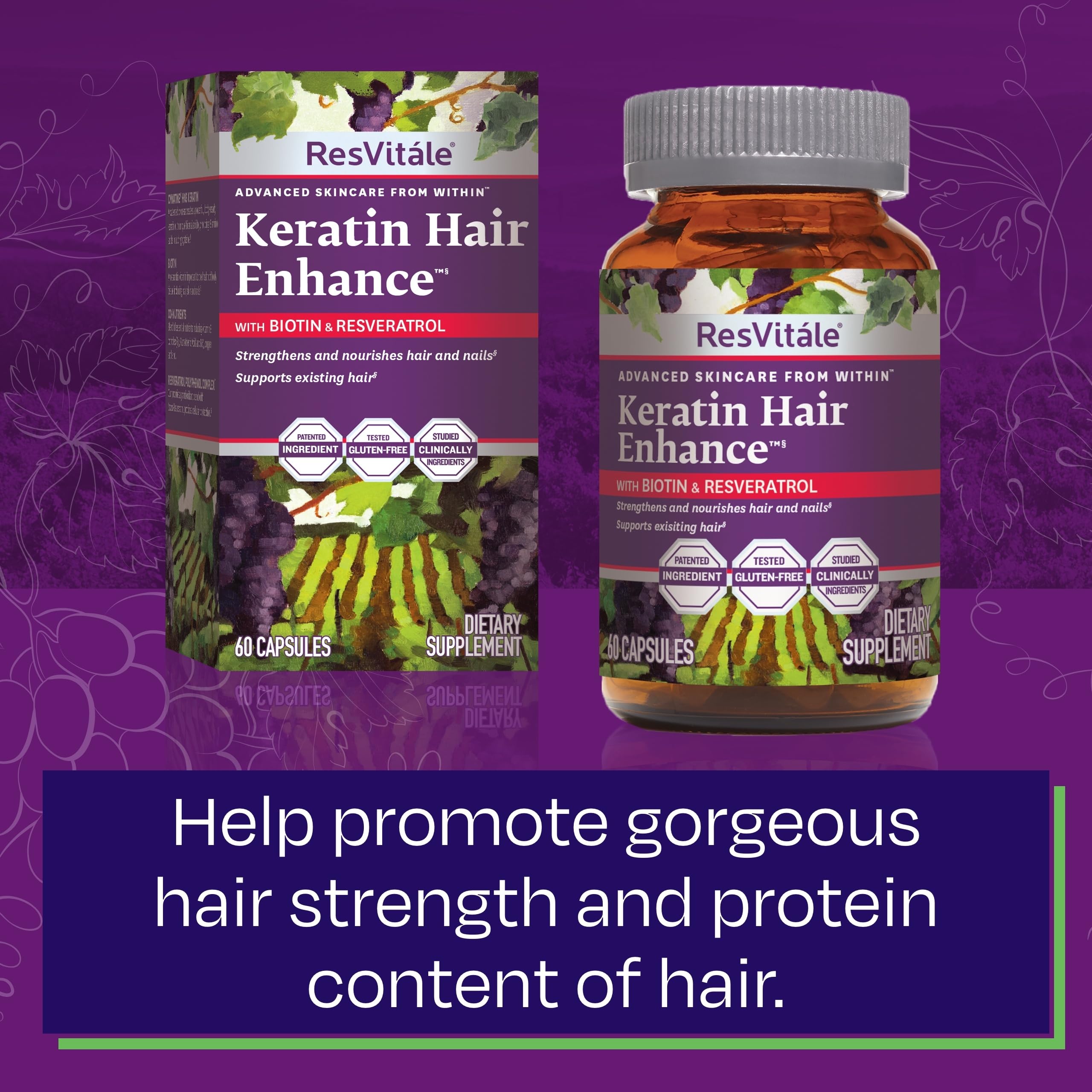 ResVitále Keratin Hair Enhance - Keratin Supplement for Hair Growth - 60 Capsules ResVitale buy supplements canada