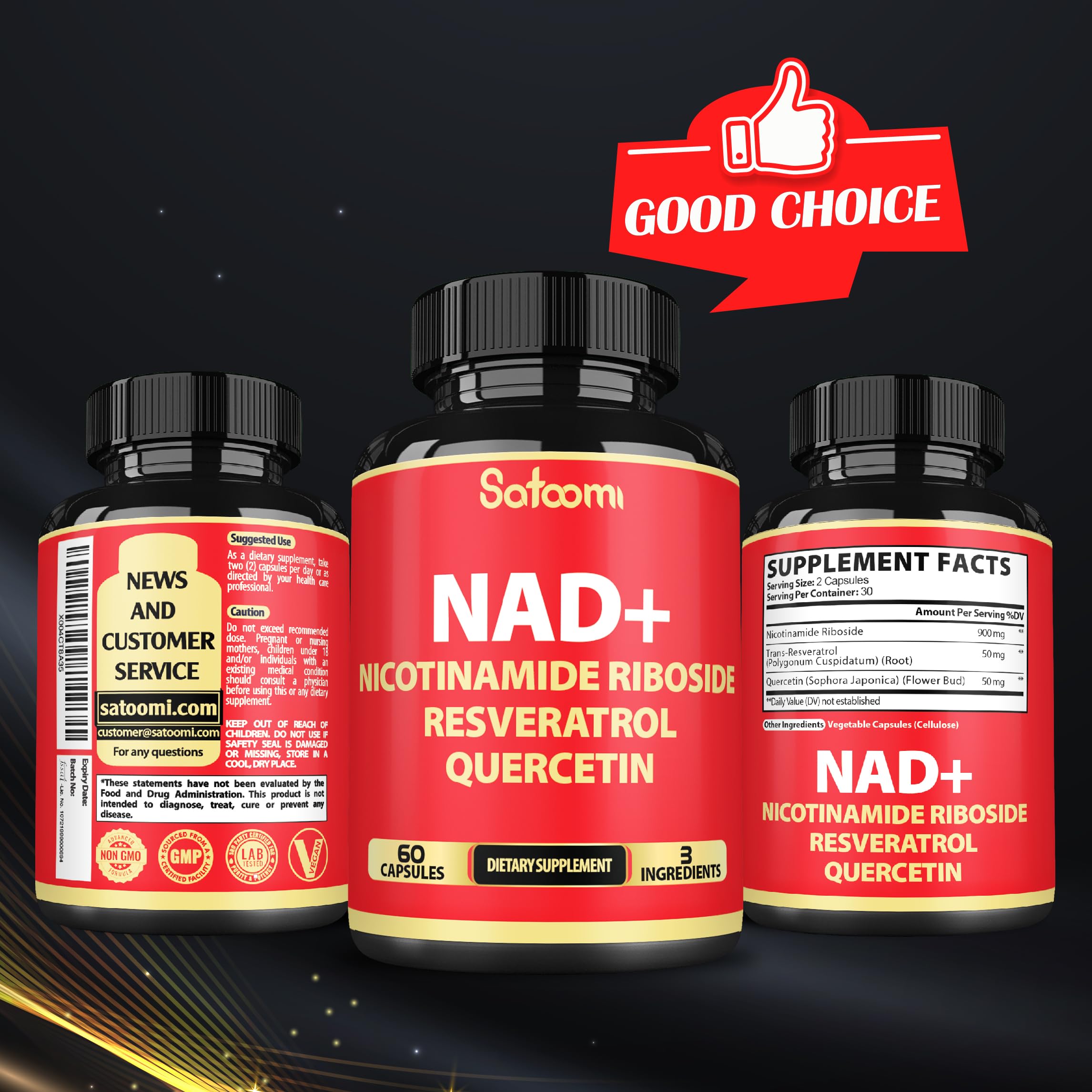 Satoomi NAD Supplement with Nicotinamide Riboside NR, Resveratrol, Quercetin - 60 Count - 30 Days Satoomi buy supplements canada