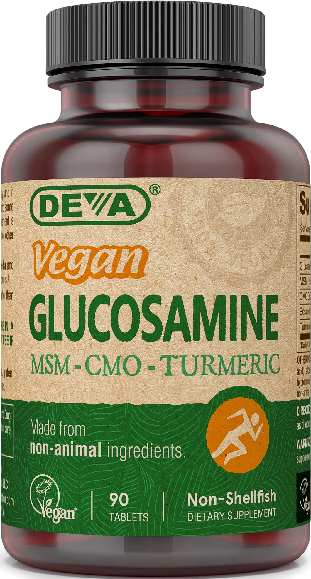 Deva Vegan Glucosamine-MSM-CMO & Turmeric Supplement - Gluten Free Plant Based Nutritional Supplement - 90 Tablets, 1-Pack DEVA buy supplements canada