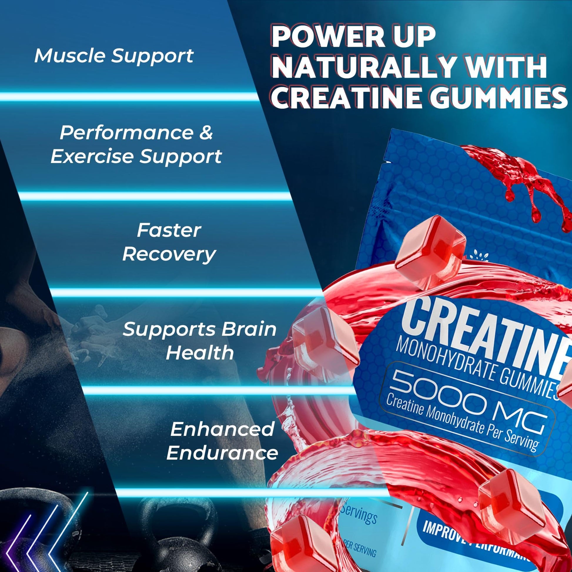 Creatine Gummies 5000mg, 30 Servings Creatine Monohydrate Gummies - Third-Party Tested Creatine for Women, Strawberry Flavor Creatine for Men, Muscle Growth, WELLNESS LABSRX buy supplements canada