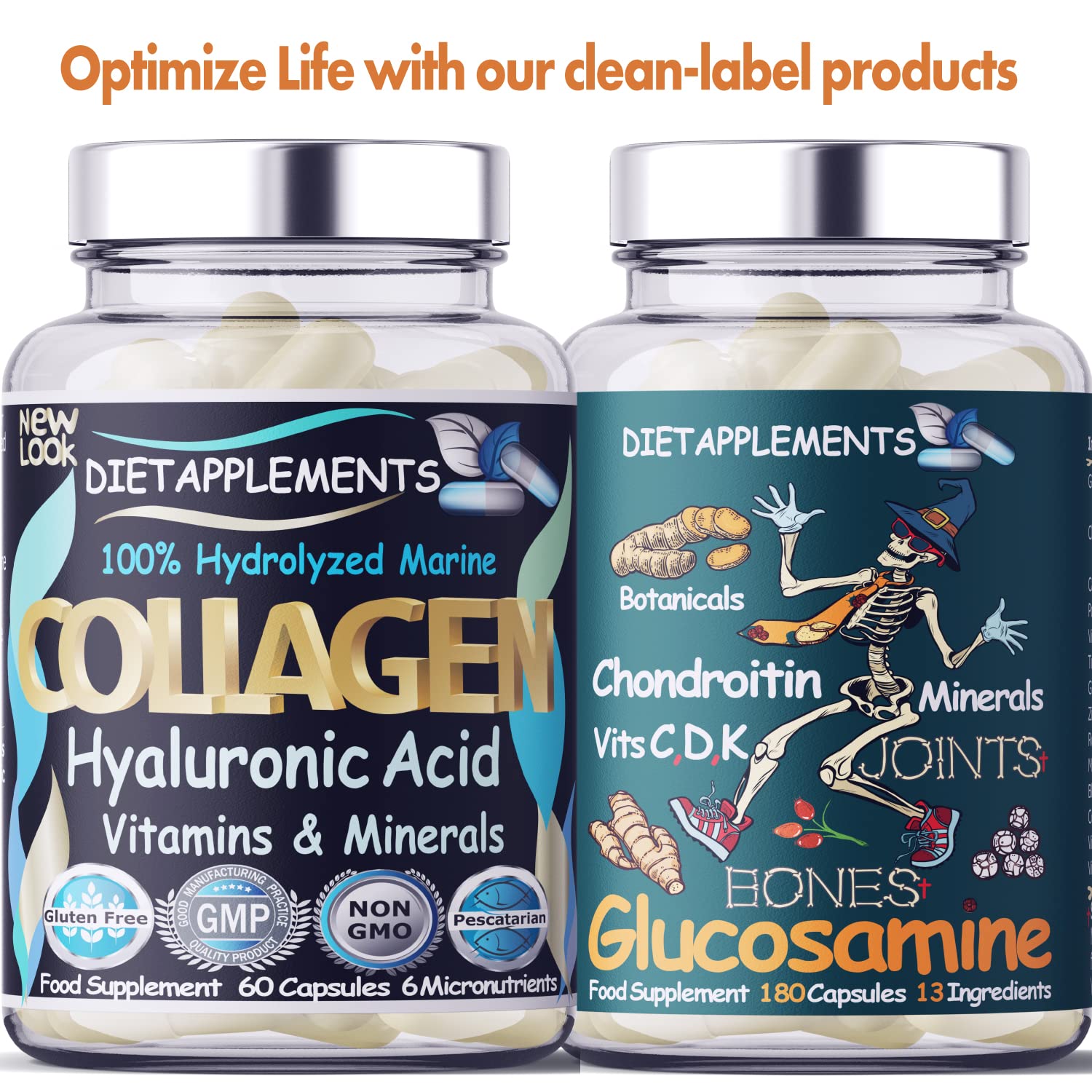 Marine Collagen Type 1&3 1000mg, Hyaluronic Acid 200mg/serving; Vitamin C, Zinc, Copper for Immune System Dietapplements buy supplements canada