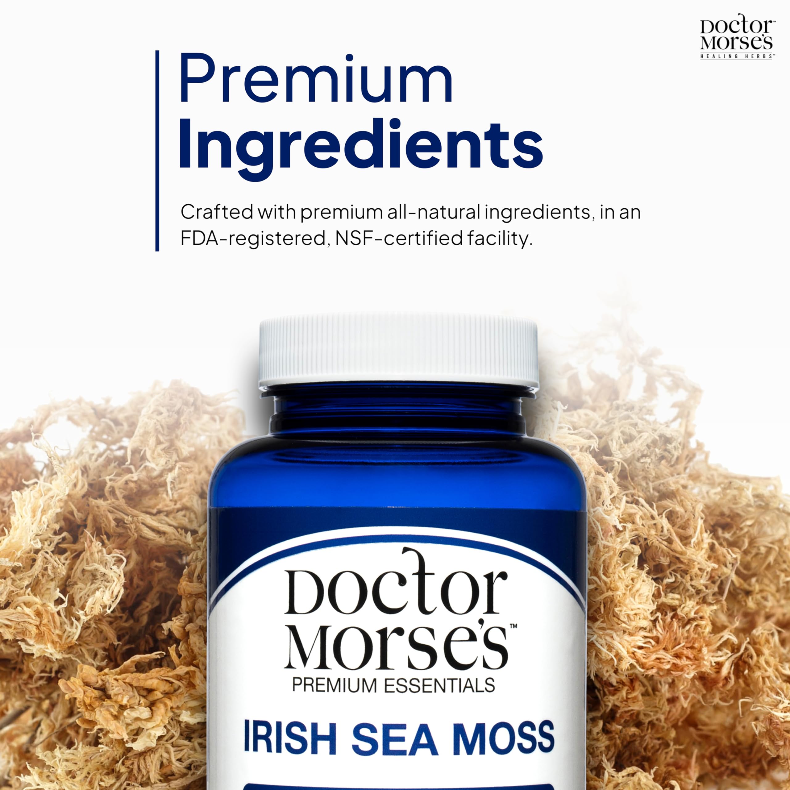 Irish Sea Moss Advanced Supplement Capsules 1500mg, Ultra Potent Seamoss Advanced with Bladderwrack & Burdock Root, Made in FDA-Registered, NSF-Certified Facility, Overall Health Support, 90 Capsules Doctor Morse's buy supplements canada