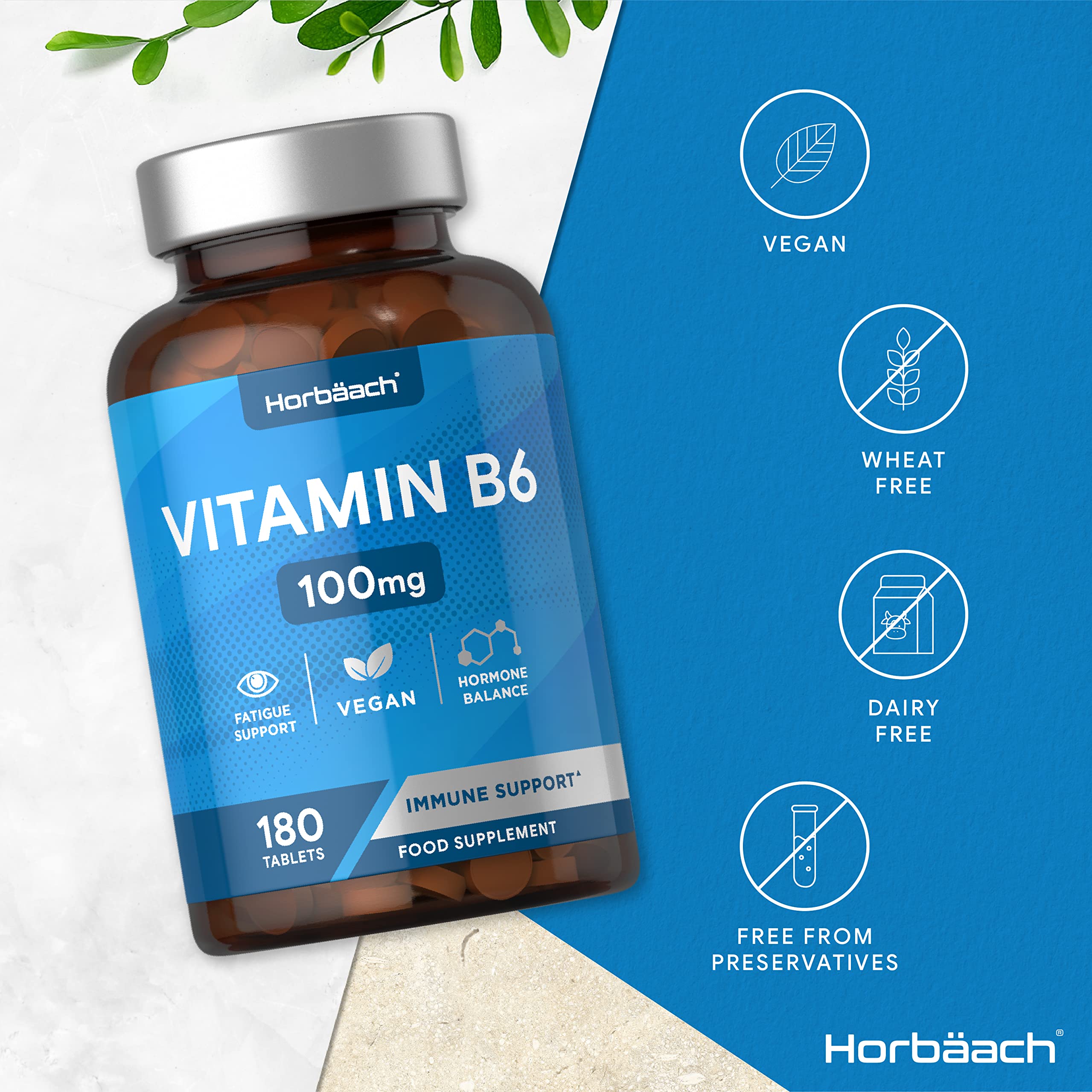 Vitamin B6 100mg | 180 High Strength Tablets | Regulation of Hormonal Activity & Fatigue Horbäach buy supplements canada