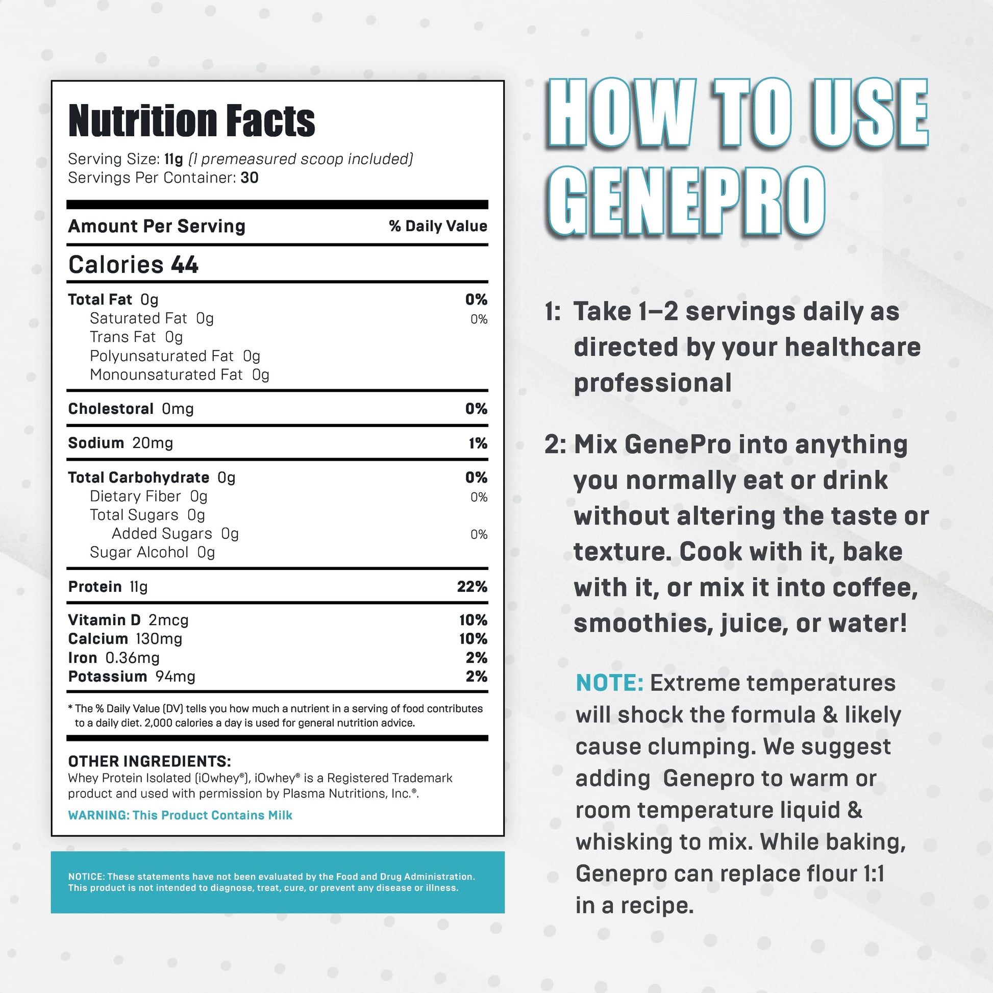 Genepro Unflavored Protein Powder - New Formula - Lactose-Free, Gluten-Free, & Non Genepro Gen. 3 The Protein Solution buy supplements canada