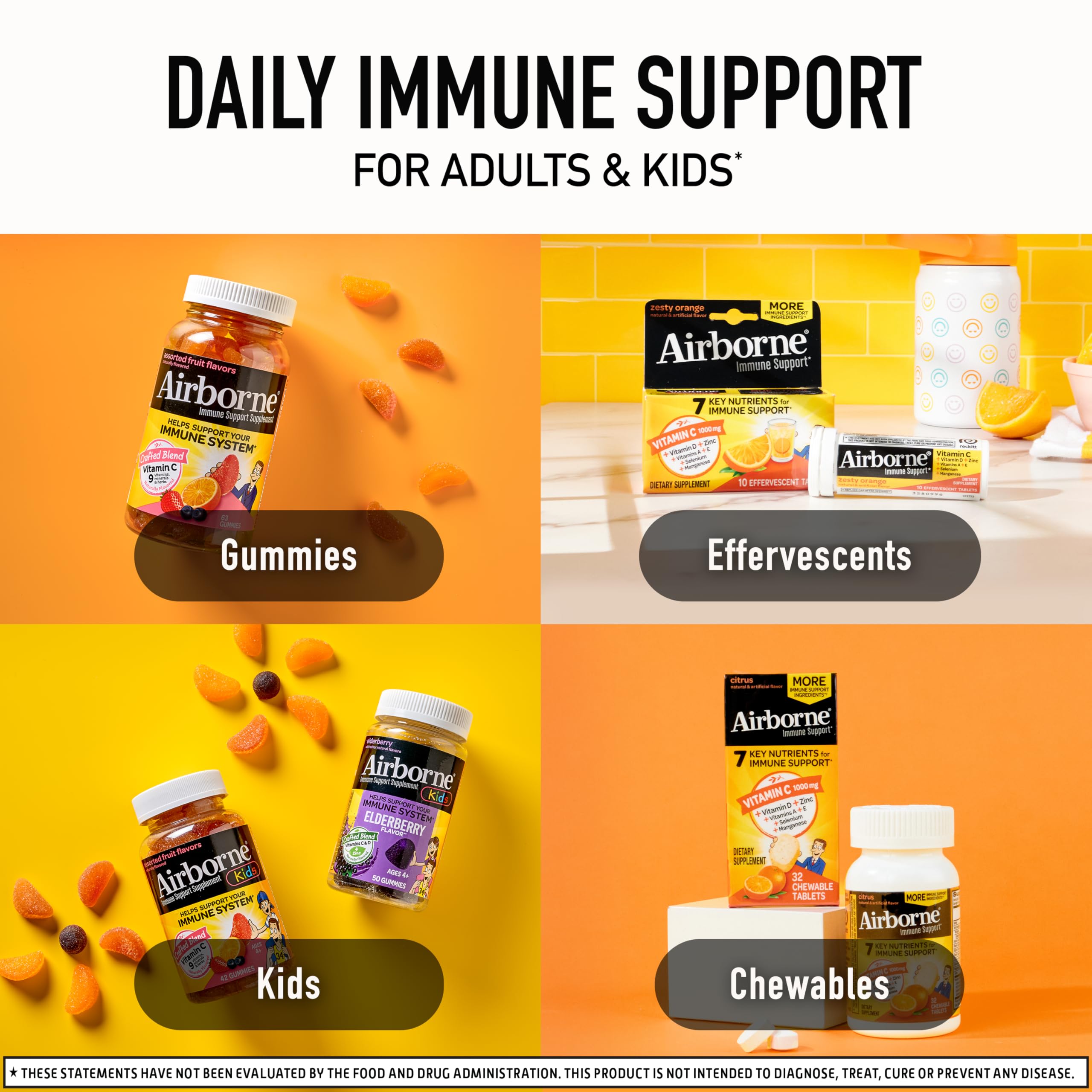 Airborne Vitamin C 1000mg (per Serving) - Citrus Chewable Tablets (116 Count in a Bottle), Gluten-Free Immune Support Supplement, with Vitamins A C E, Zinc, Selenium Airborne buy supplements canada
