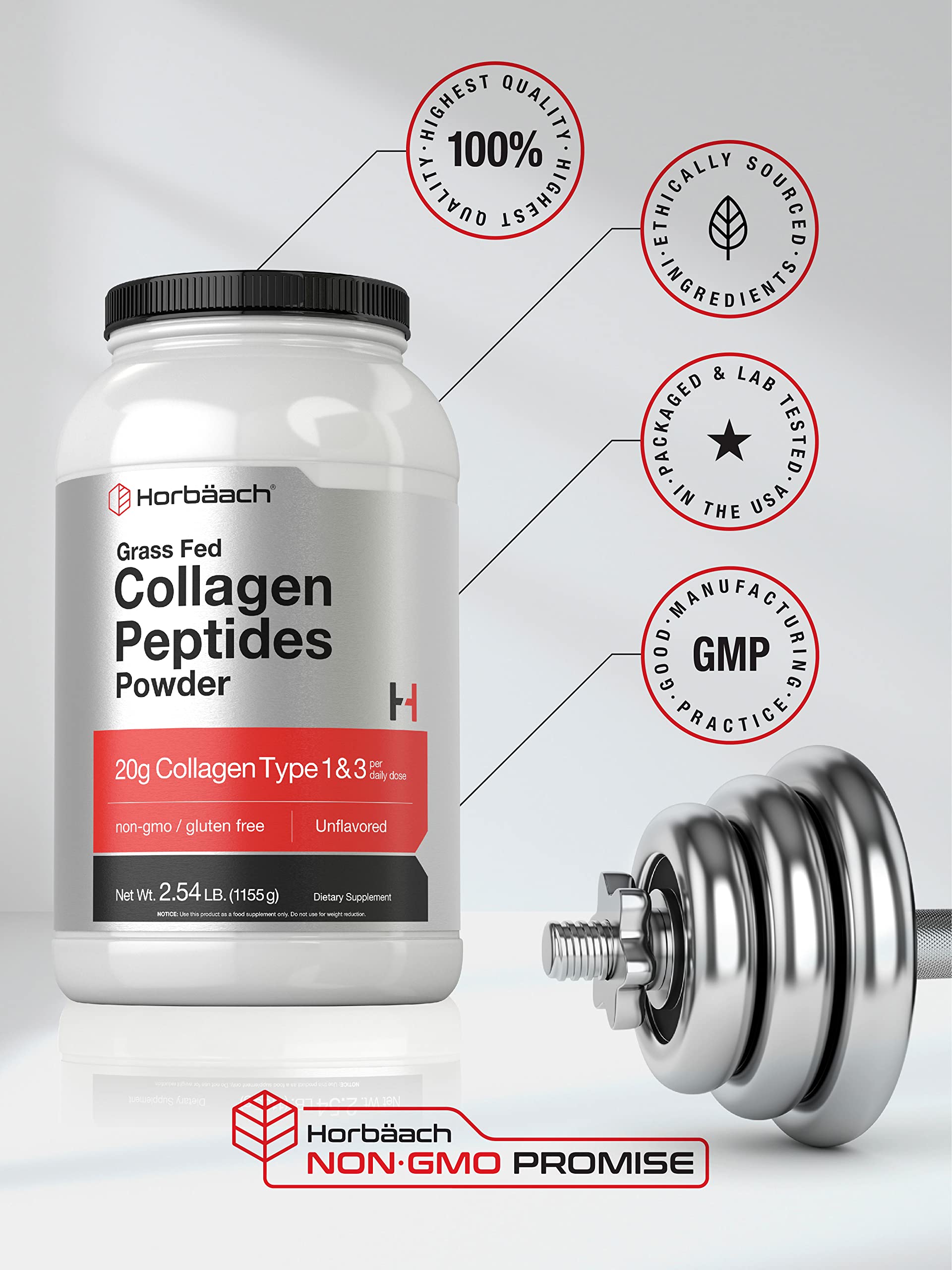 Collagen Peptides Powder 40 oz | Unflavored | Type 1 and 3 | Hydrolyzed Protein Collagen Horbäach buy supplements canada