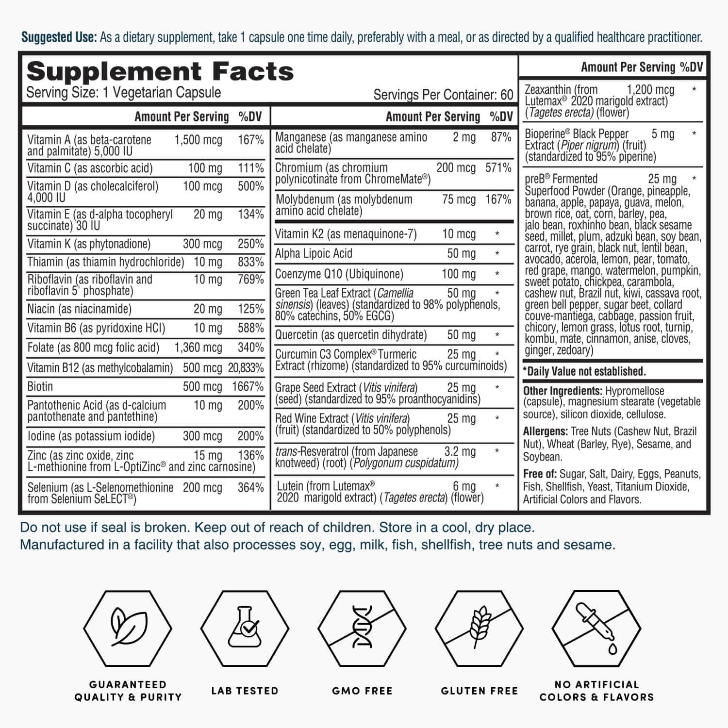 Nature's Lab Gold One Daily Multivitamin - Contains 19 Essential Vitamins & Minerals including Vitamin C, D3 & Zinc - 60 Capsules (2 Month Supply) Nature's Lab buy supplements canada