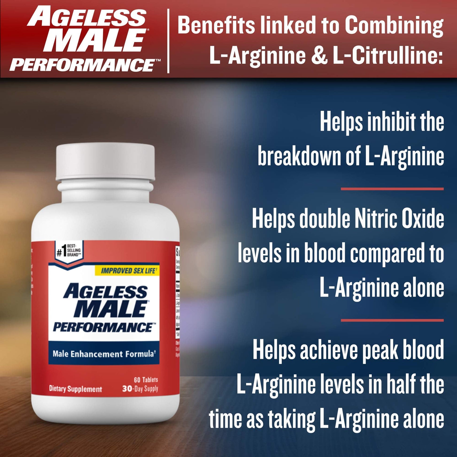 Ageless Male Performance Nitric Oxide Booster for Men - Promote Blood Circulation New Vitality buy supplements canada