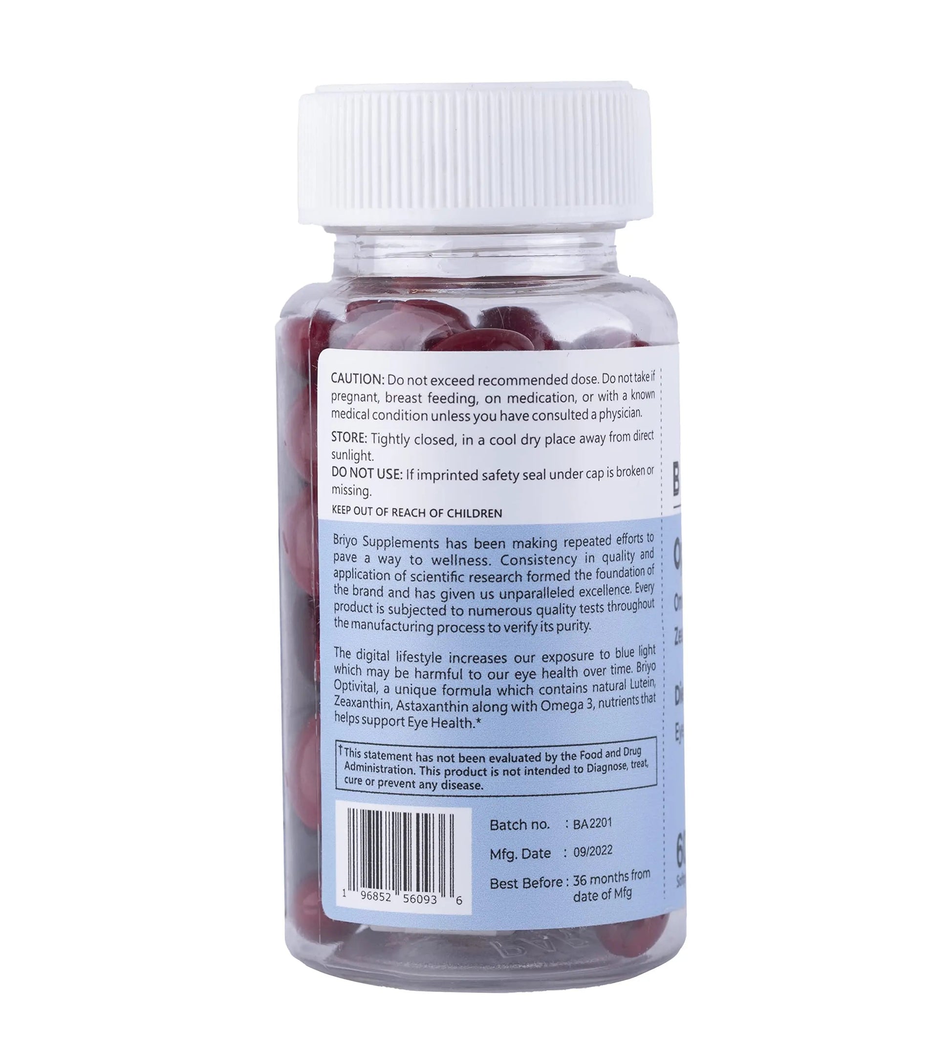 Briyo OptiVital Eye Health Supplement – Lutein, Zeaxanthin, Astaxanthin & Omega-3 from Natural Sources – Supports Vision Briyosis buy supplements canada