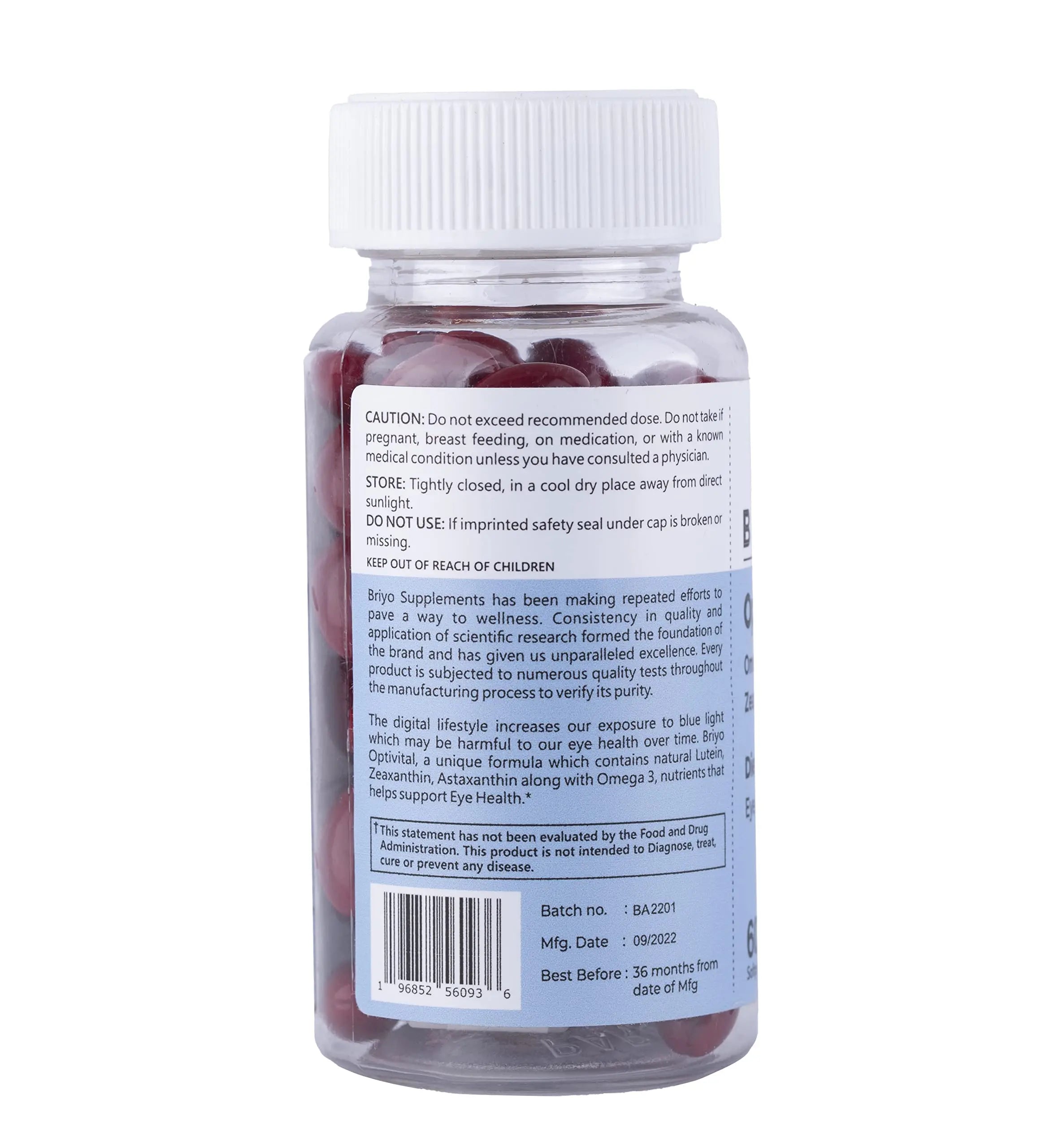 Briyo OptiVital Eye Health Supplement – Lutein, Zeaxanthin, Astaxanthin & Omega-3 from Natural Sources – Supports Vision Briyosis buy supplements canada