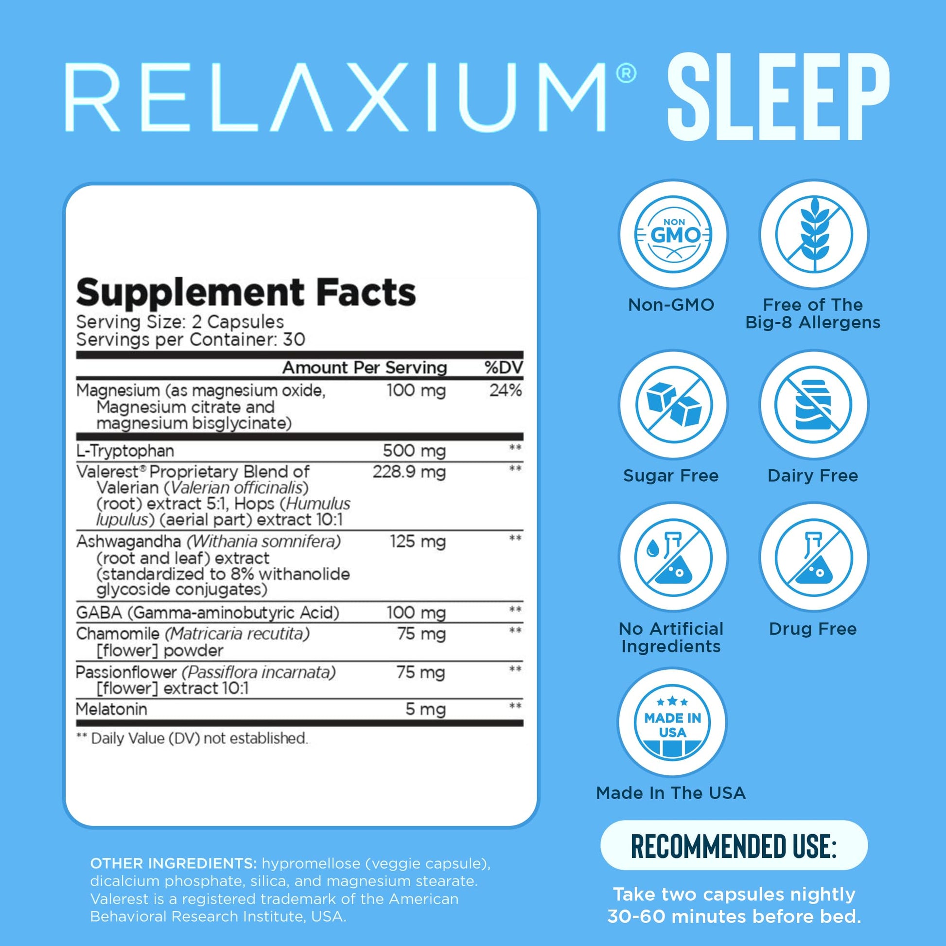 Relaxium Sleep Aid for Adults, Melatonin 5mg with Magnesium Glycinate, Sleep-Promoting Valerest & Ashwagandha, Non-Habit Forming Sleep Supplement, 60 Capsules, 30-Day Supply Relaxium buy supplements canada