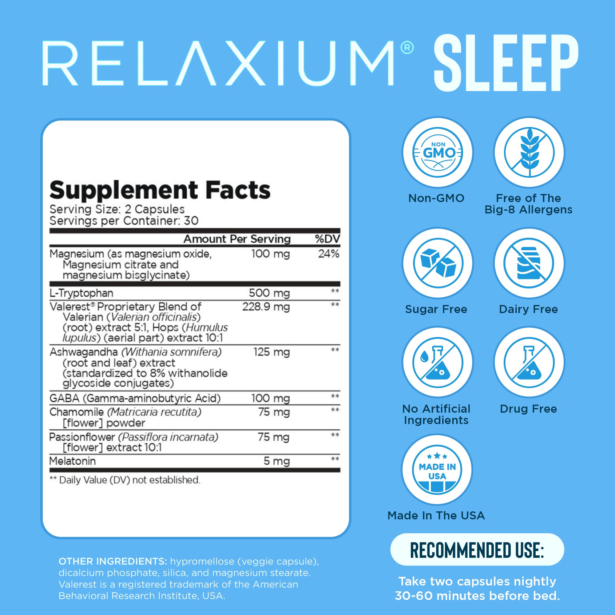 Relaxium Sleep Aid for Adults, Melatonin 5mg with Magnesium Glycinate, Sleep-Promoting Valerest & Ashwagandha, Non-Habit Forming Sleep Supplement, 60 Capsules, 30-Day Supply Relaxium buy supplements canada