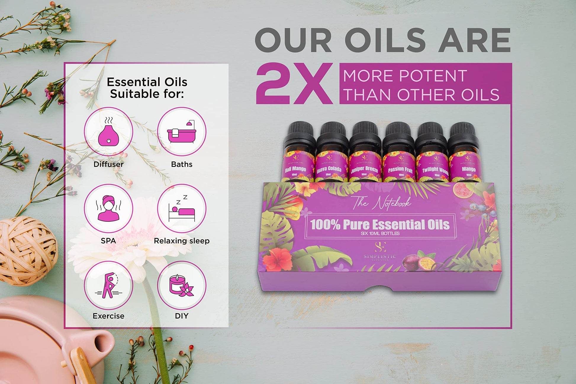 Simplistic Elegance Essential Oils Set - Top 6 Natural Aromatherapy Oils for Diffusers Humidifier Massage Simplistic Elegance buy supplements canada