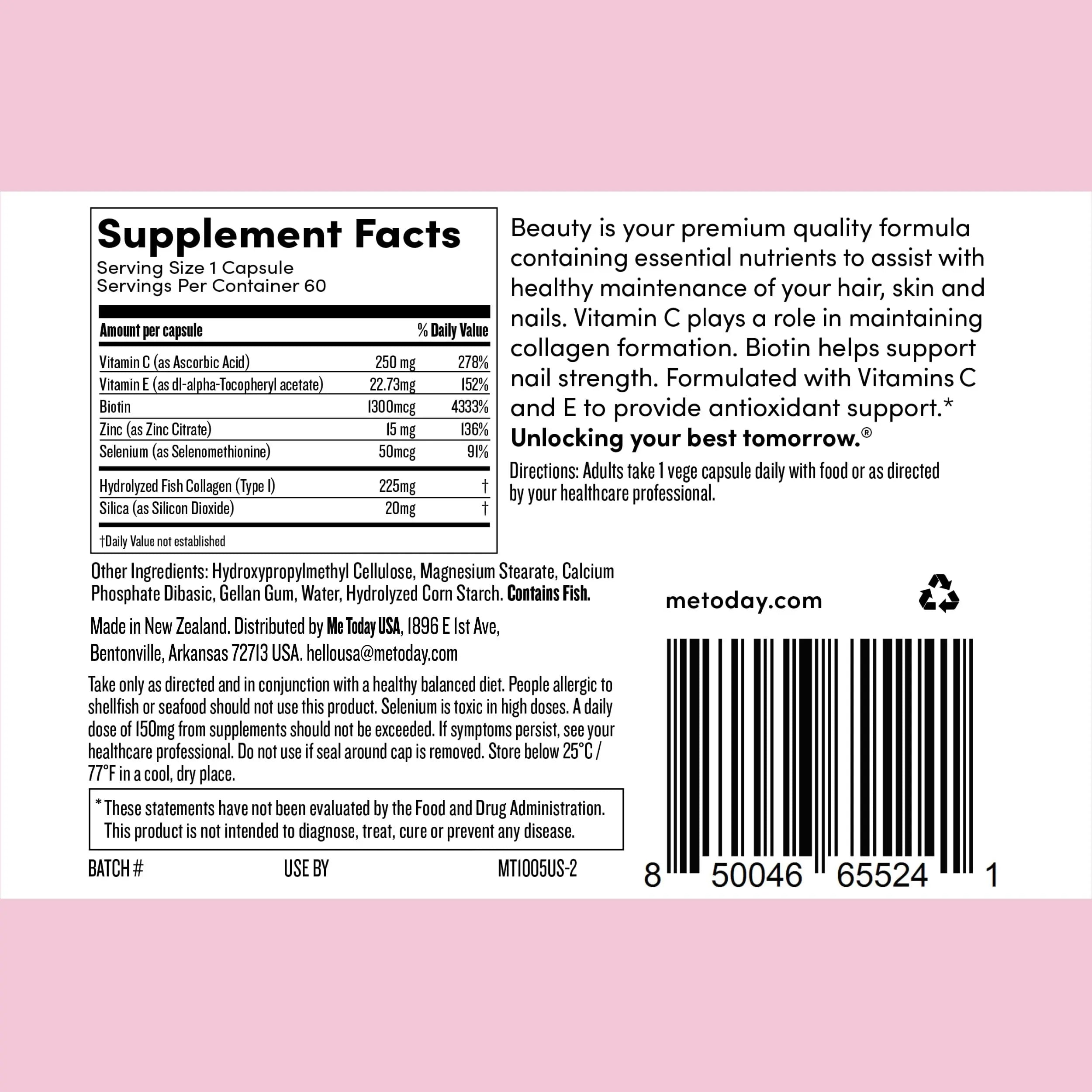 me today Beauty Supplement Hair, Skin and Nails, Vitamins for Women and Men – with Biotin, Collagen, Vitamin C me today buy supplements canada