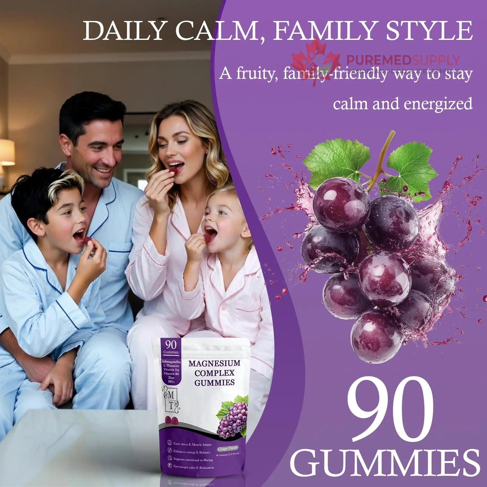 MATOP Magnesium Complex for Women Gummies - 8 in 1 Triple Magnesium Complex (Glycinate, Malate, Citrate) with L-Theanine, Ashwagandha, Vitamin D3, B6 & Zinc - Stress, Calm & Focus - 90 Vegan Gummies MATOP buy supplements canada