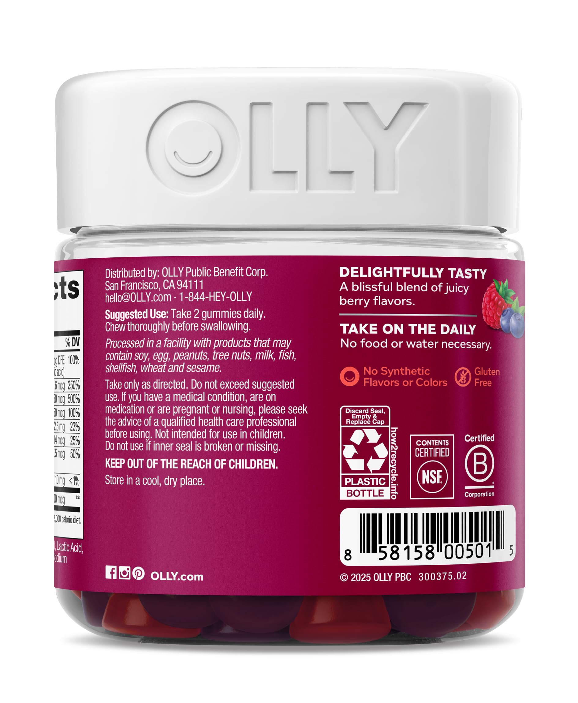 OLLY Women's Multivitamin Gummy, Vitamins A, D, C, E, Biotin, Folic Acid, Adult Chewable Vitamin, Berry Flavor OLLY buy supplements canada
