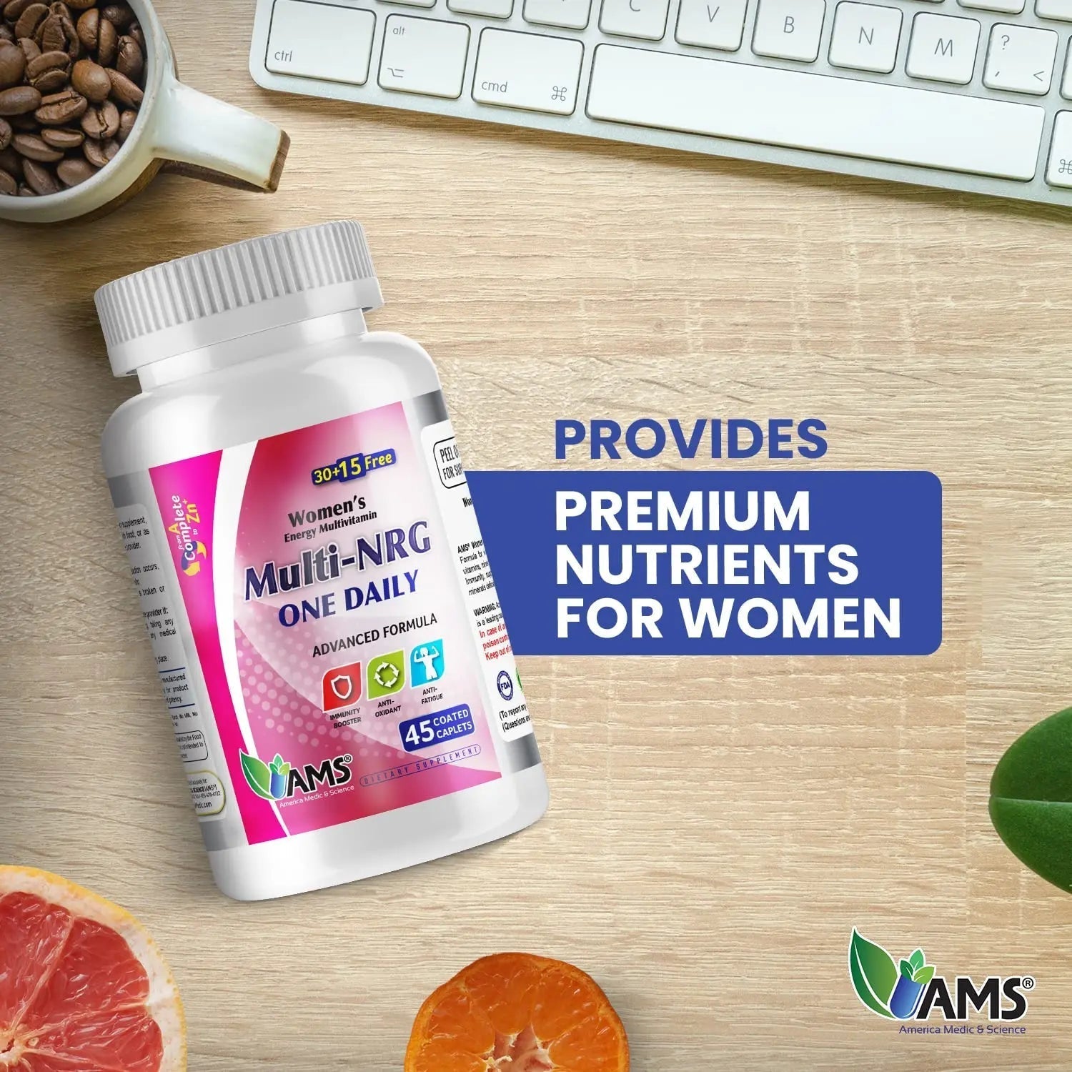 America Medic & Science Multivitamins for Women, Multi-NRG, 45 Coated Caplets, One Daily, Immune Support Supplements, Vitamin C & B Complex America Medic & Science buy supplements canada