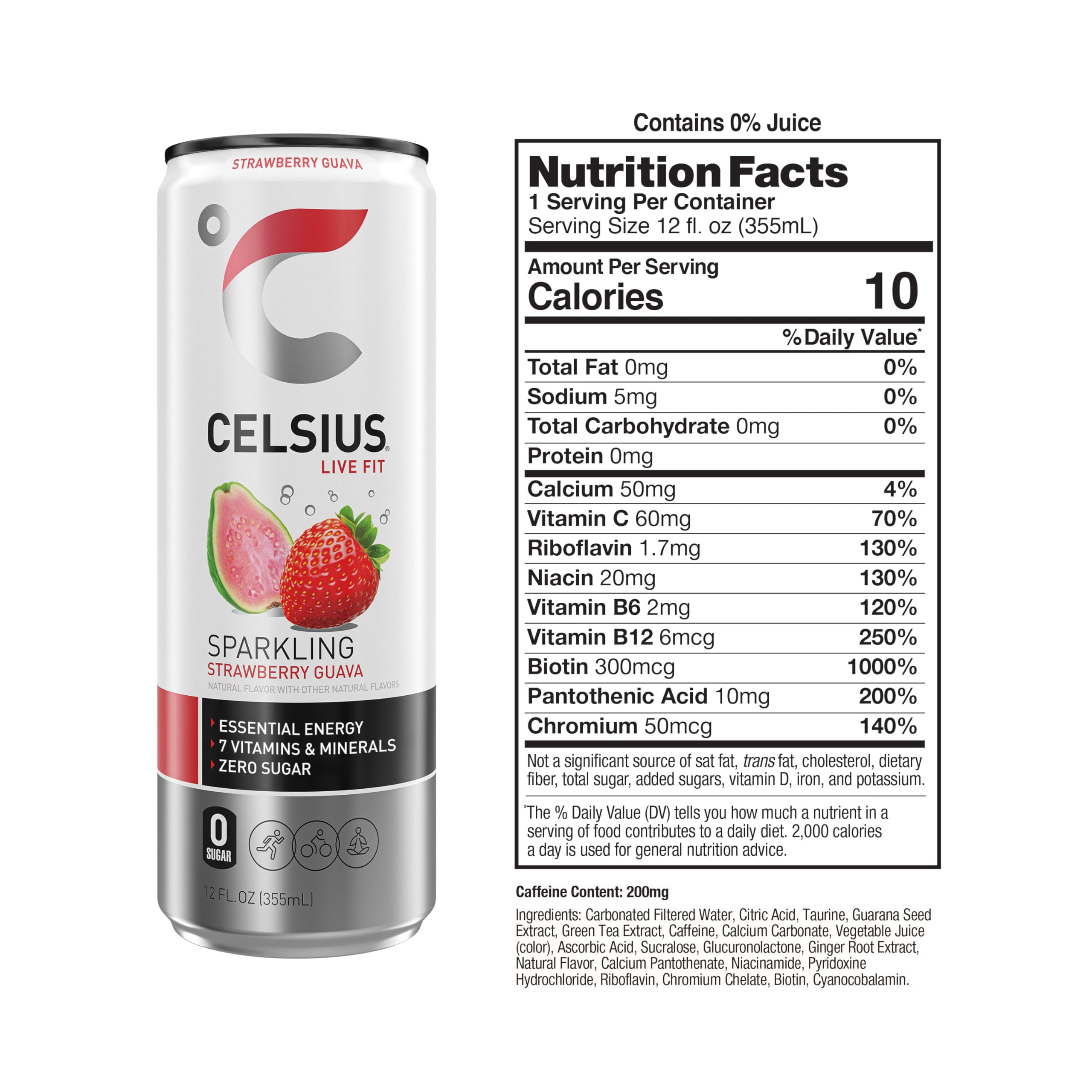 CELSIUS Sparkling Strawberry Guava, Functional Essential Energy Drink 12 Fl Oz (Pack of 12) CELSIUS buy supplements canada