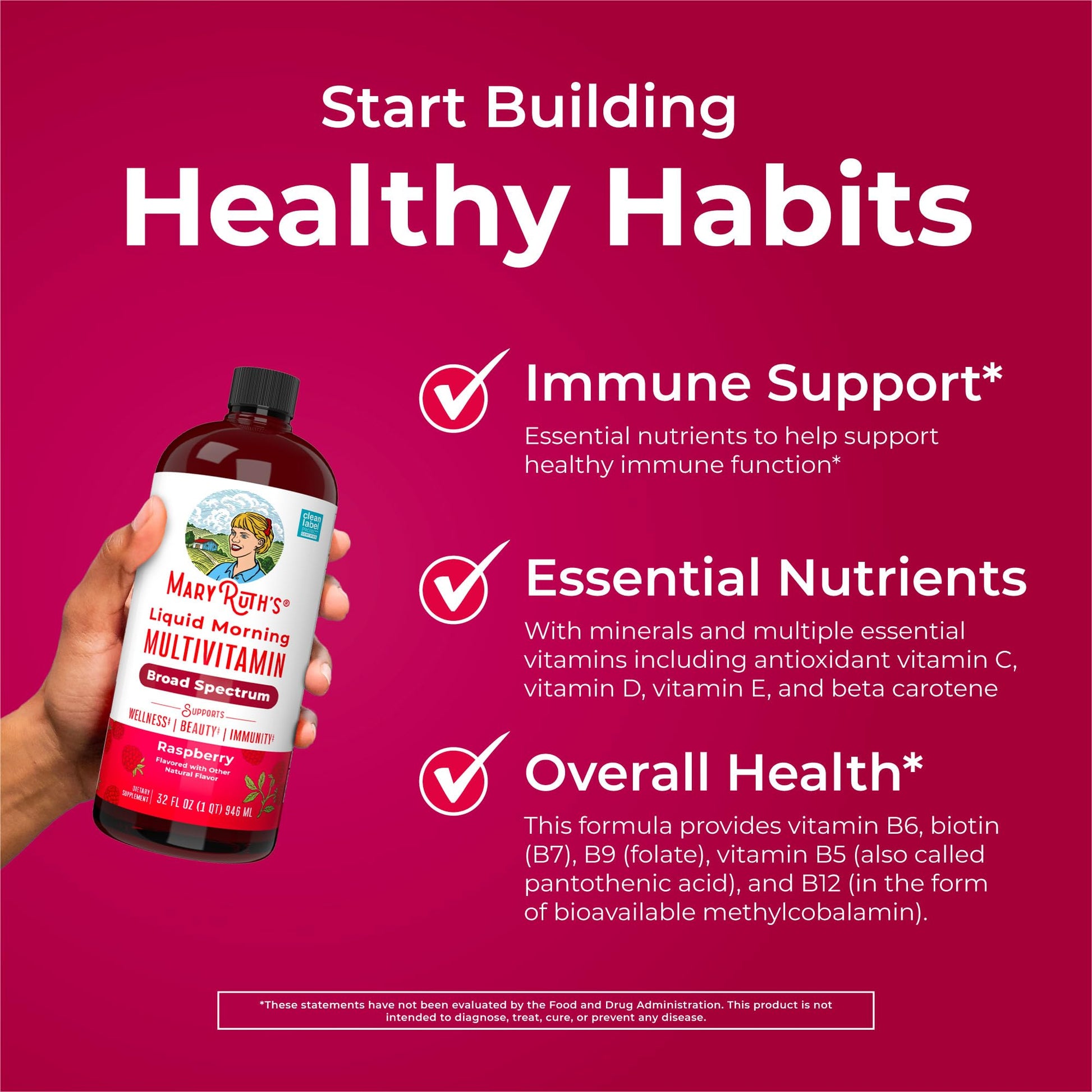 MARYRUTH'S Liquid Morning Multivitamin for Women, Men & Kids | Vitamin A C D E B6 B12 Biotin Zinc | Beauty | Vegan | Non-GMO | Gluten Free | 32 Servings MARYRUTH'S buy supplements canada