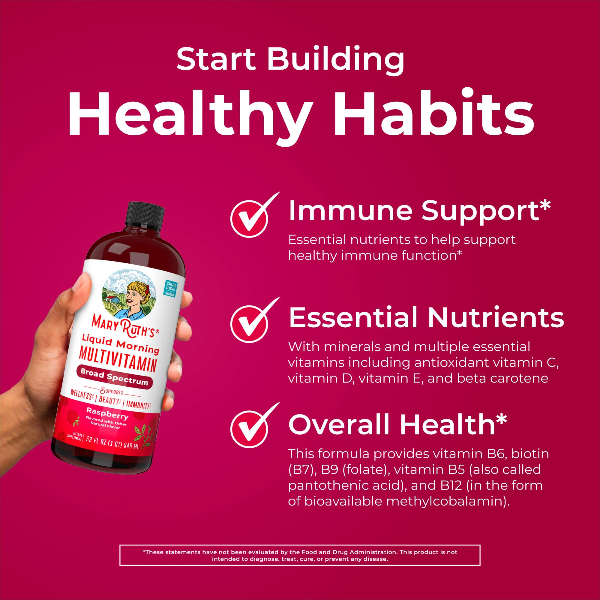 MARYRUTH'S Liquid Morning Multivitamin for Women, Men & Kids | Vitamin A C D E B6 B12 Biotin Zinc | Beauty | Vegan | Non-GMO | Gluten Free | 32 Servings MARYRUTH'S buy supplements canada