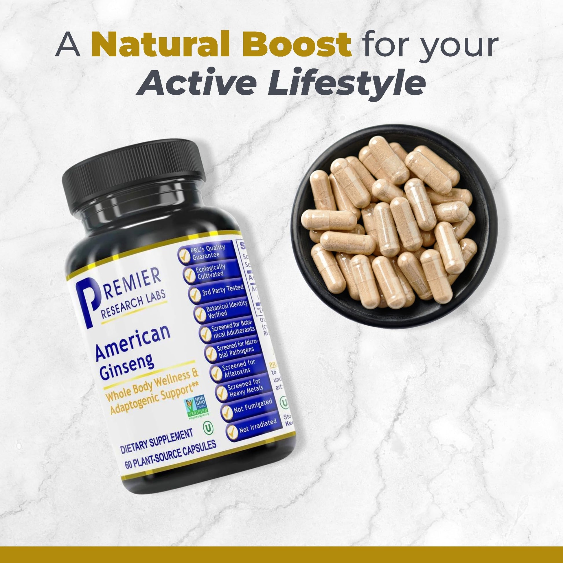 Premier Research Labs American Ginseng Supplement - American Ginseng Capsules, Herbal Ginseng Root Pills, North American Ginseng Herb Extract, Calming Energy Supplement - 60 Plant-Based Capsules Premier Research Labs buy supplements canada