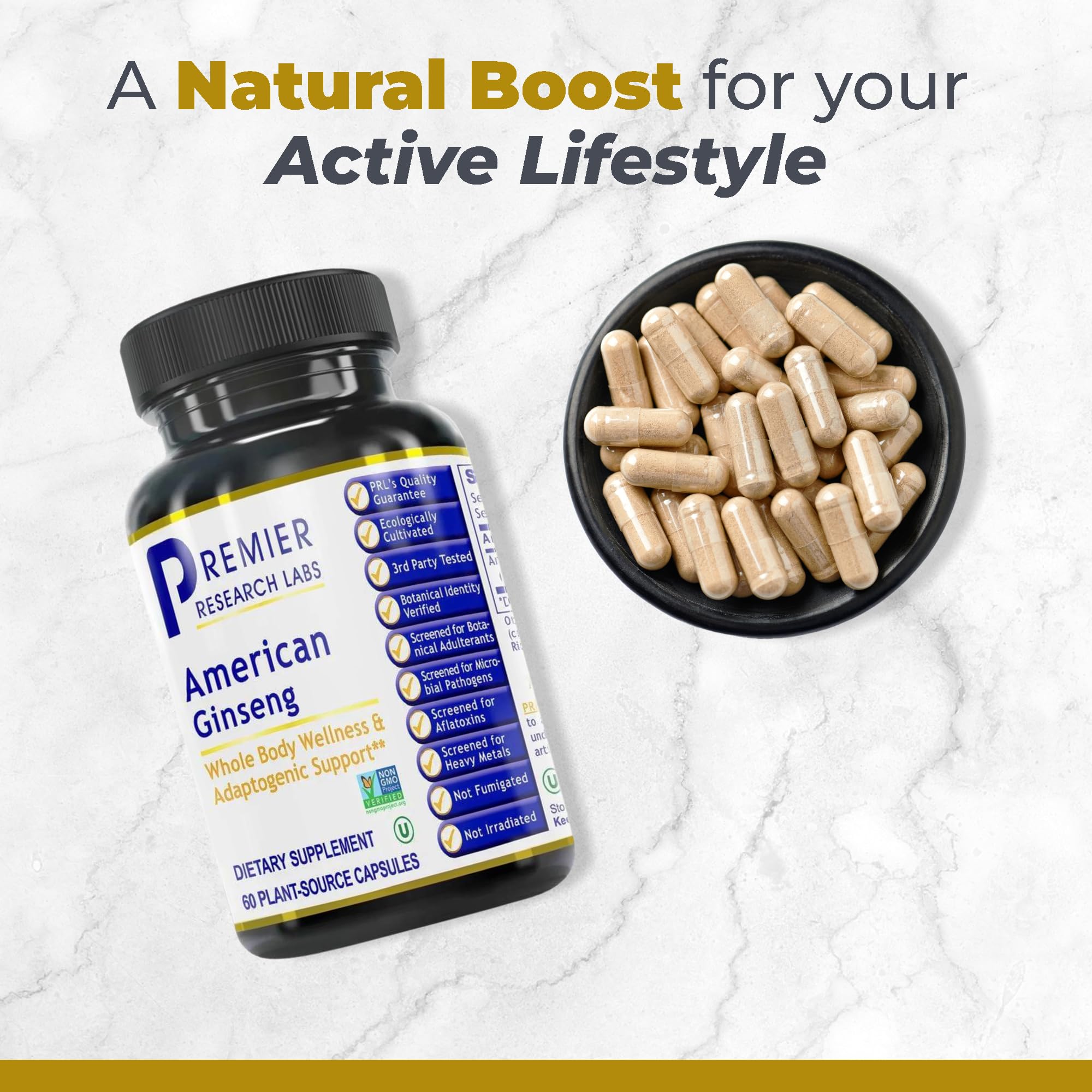 Premier Research Labs American Ginseng Supplement - American Ginseng Capsules, Herbal Ginseng Root Pills, North American Ginseng Herb Extract, Calming Energy Supplement - 60 Plant-Based Capsules Premier Research Labs buy supplements canada