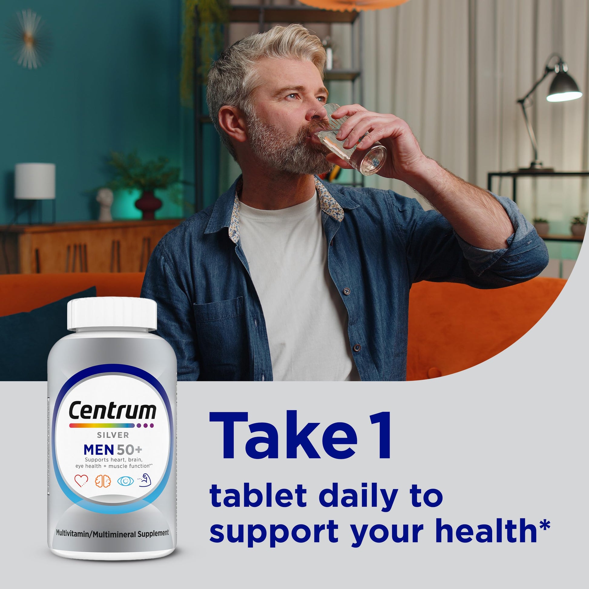 Centrum Silver Multivitamin for Men 50 Plus, Multimineral Supplement, Vitamin D3, B-Vitamins and Zinc, Gluten Free, Non-GMO Ingredients, Supports Memory Centrum buy supplements canada