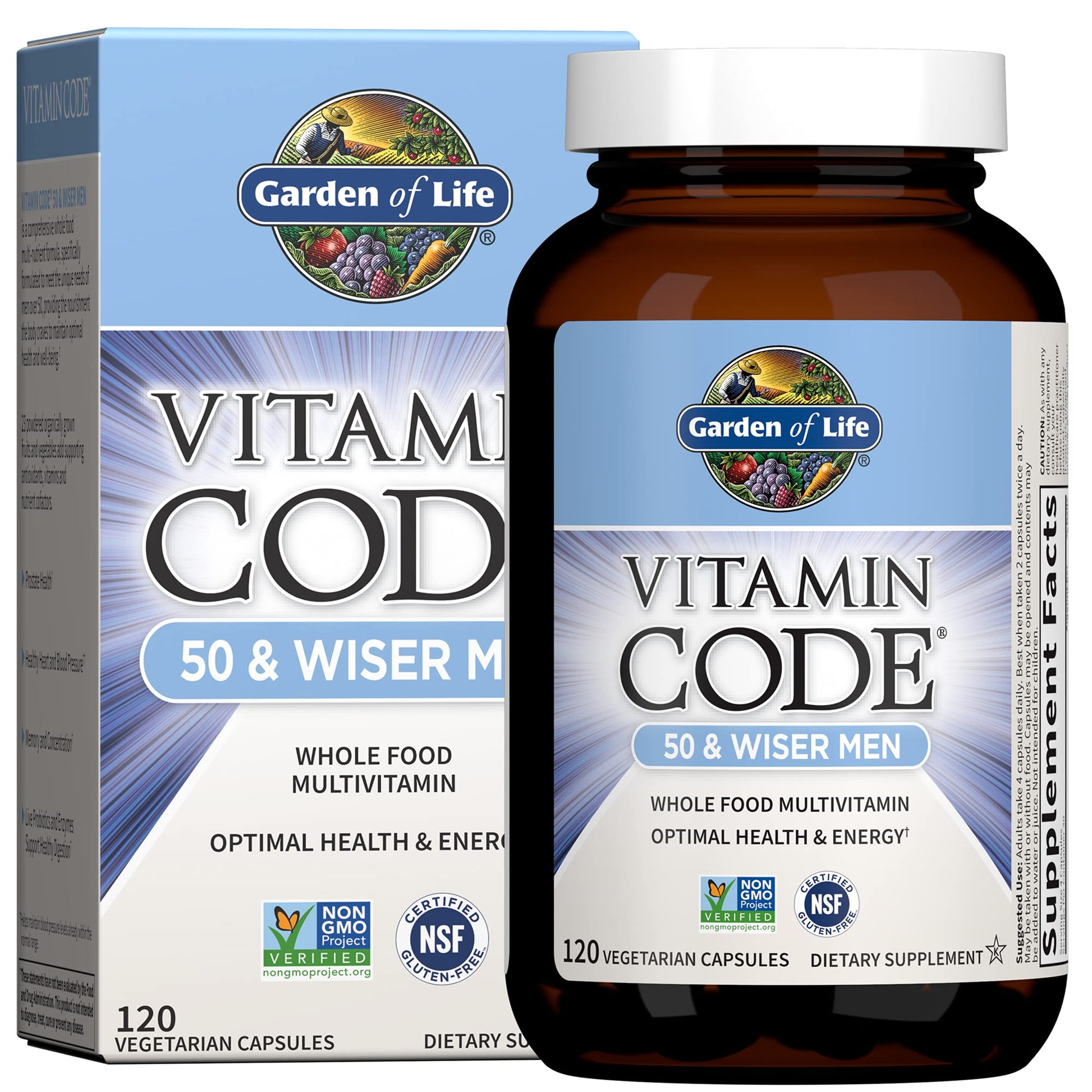Garden of Life Multivitamin for Men - Vitamin Code 50 & Wiser Men's Raw Whole Food Vitamin Supplement with Probiotics, Vegetarian, 120 Capsules Garden of Life buy supplements canada