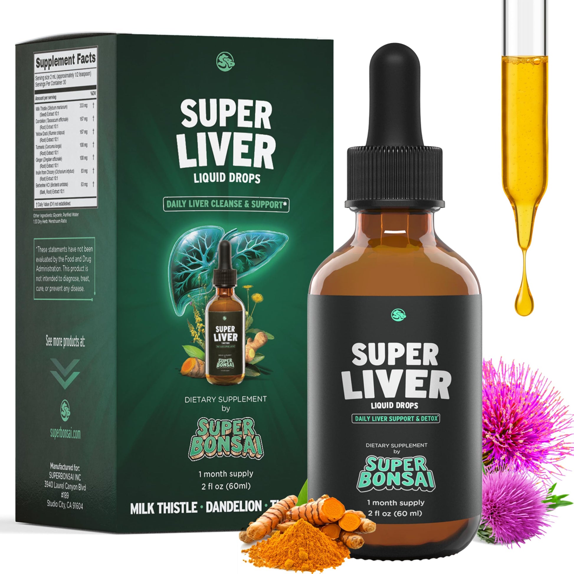 SuperBonsai Super Liver Support with Milk Thistle - All Natural Liver Cleanse Detox & Repair Aid - Doctor-Formulated Liver Supplement SuperBonsai buy supplements canada