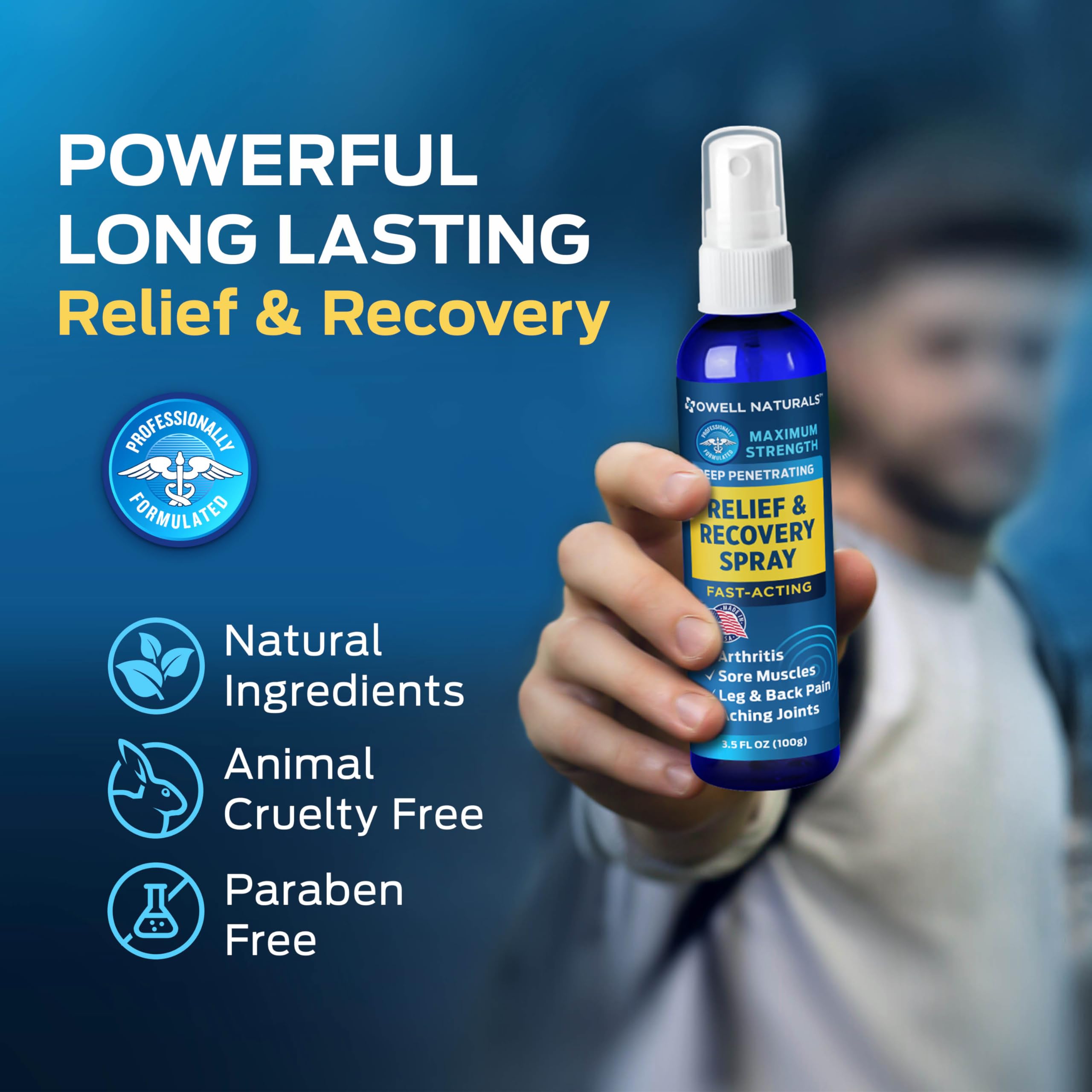 OWELL NATURALS Deep Penetrating Pain Relief Liquid Spray, Fast-Acting, Long Lasting, Natural Relief for Muscle Aches, Joint Pain, Stiffness, Quick Dry Formula, 3.5 oz Owell Naturals buy supplements canada
