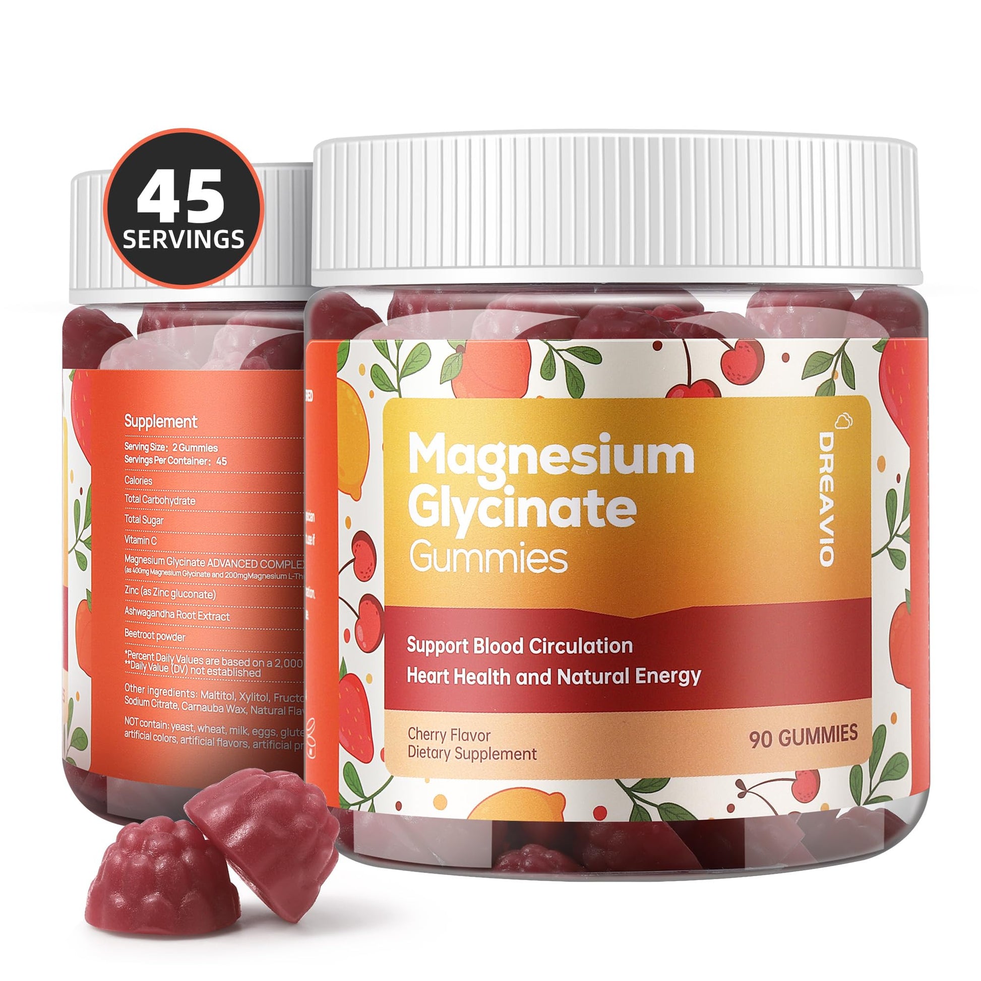 DREAVIO 90 Count Magnesium Glycinate Gummies 400mg w/Ashwagandha Supplement - Sugar Free Zinc Magnesium Glycinate Supplement Ashwagandha Gummies for Adults DREAVIO buy supplements canada