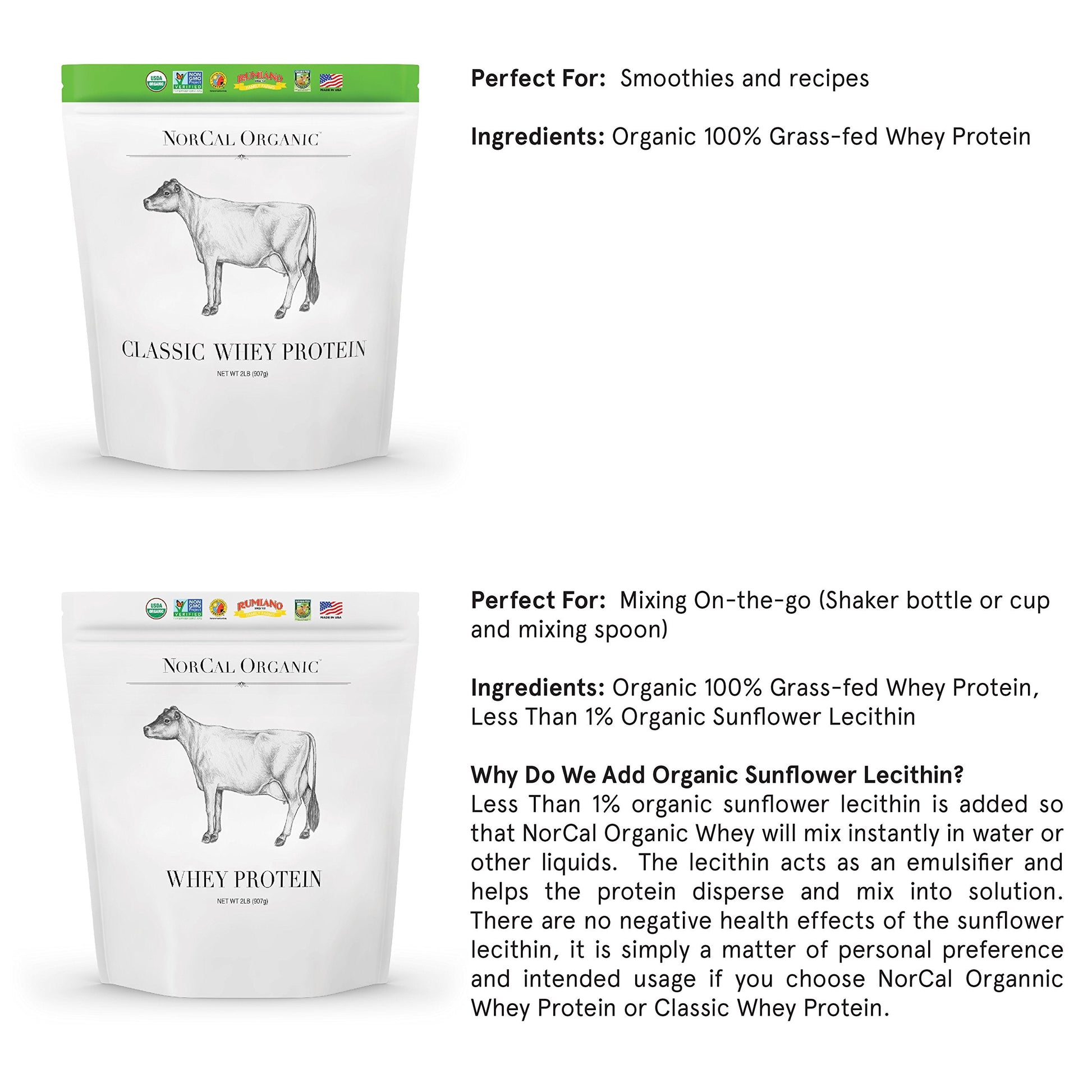 NorCal Organic Unflavored Whey Protein - 2lbs Bulk | 100% Grass-Fed, USDA Certified NorCal Organic buy supplements canada