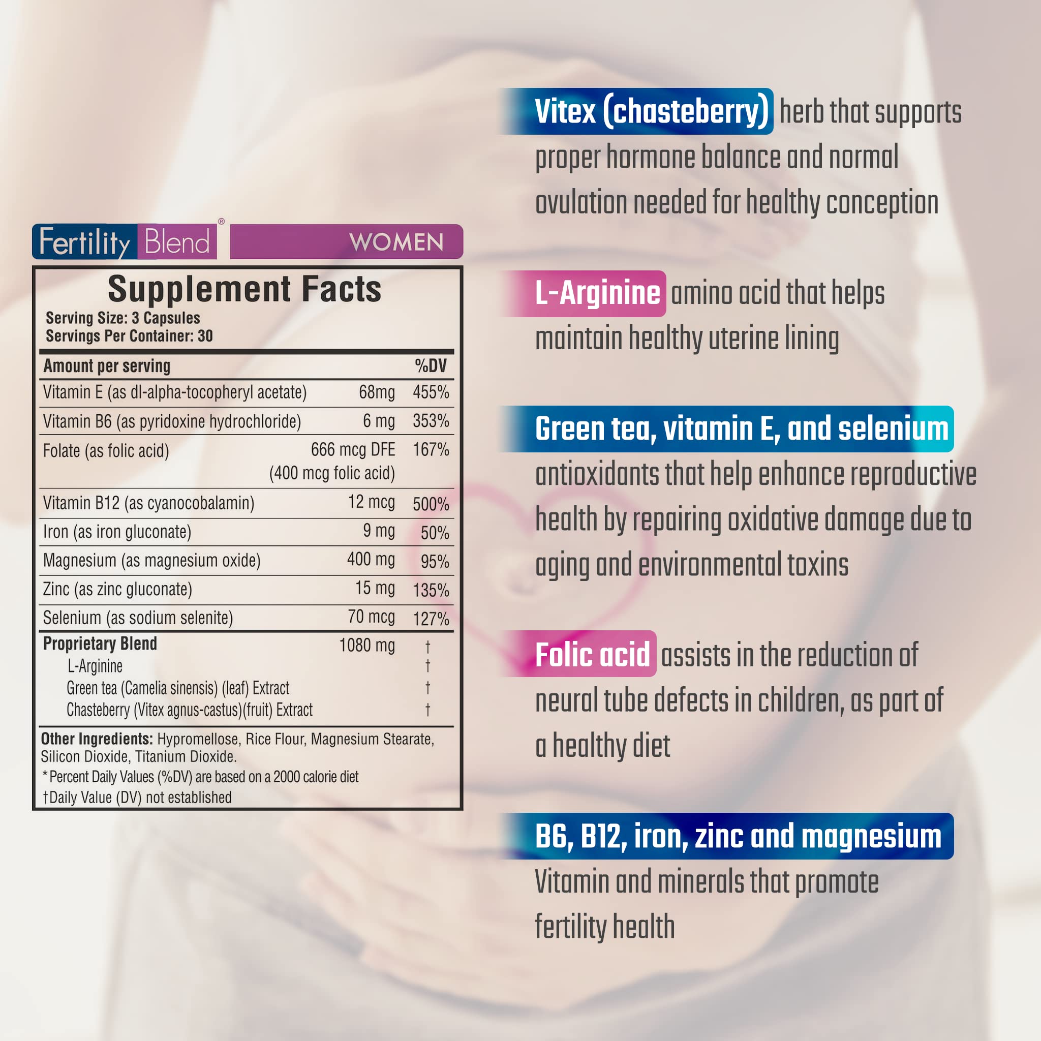 Daily Wellness Fertility Blend for Women - Fertility Supplements for Women, Conception Fertility Prenatal Vitamins, Trying to Conceive Progesterone Supplements, Cycle Support Conception Pills - 1 Pack Fertility Blend buy supplements canada