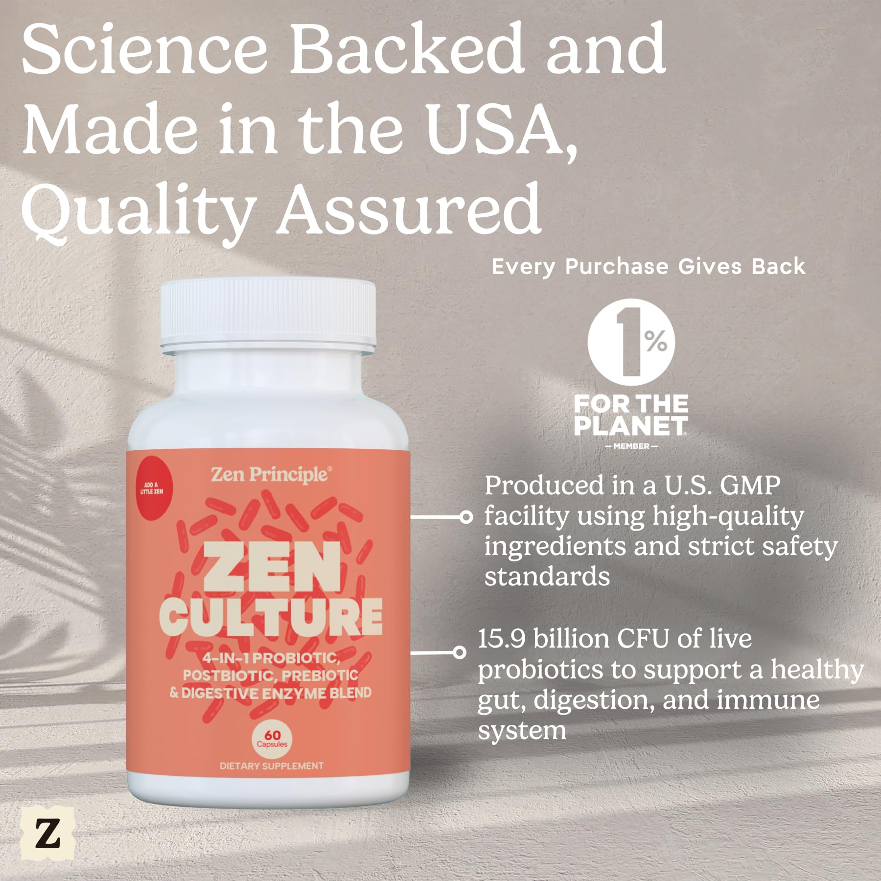 Zen Principle Zenculture™ – 4-in-1 Synbiotic Supplement (Probiotic + Prebiotic + Postbiotic + Digestive Enzymes) with CoreBiome®. Anti Bloating, Immune & Brain-Gut Health. 60 Capsules Zen Principle buy supplements canada